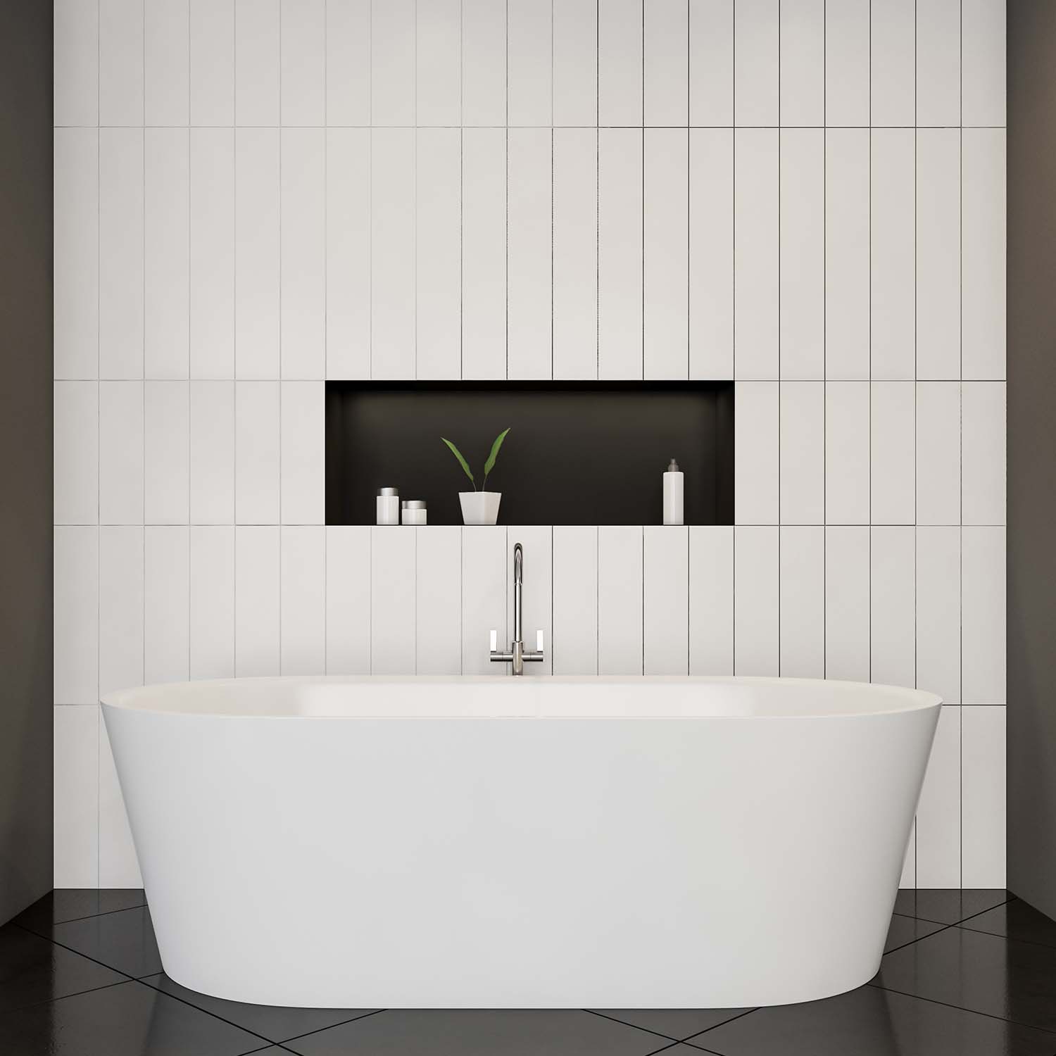 Stilform Wall Niche 60x30 Frameless Stainless Steel Black Matt