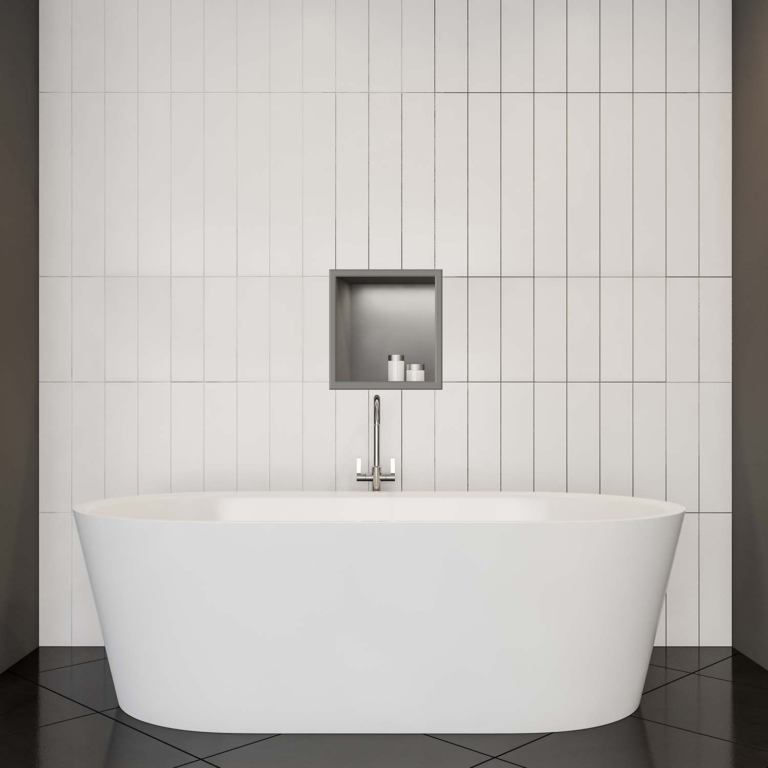 Nicchia da parete Stilform in acciaio inox spazzolato, disponibile in 30x30, 60x30 o 90x30 cm