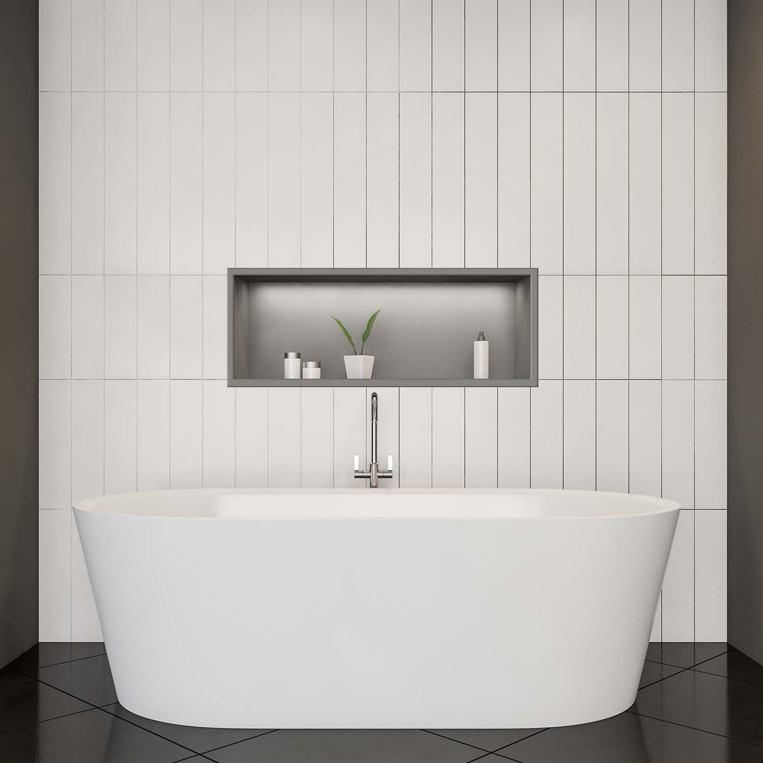 Nicchia da parete Stilform in acciaio inox spazzolato, disponibile in 30x30, 60x30 o 90x30 cm