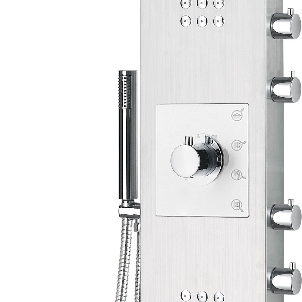 Panneau de douche en acier inoxydable avec thermostat, jets de massage et cascade