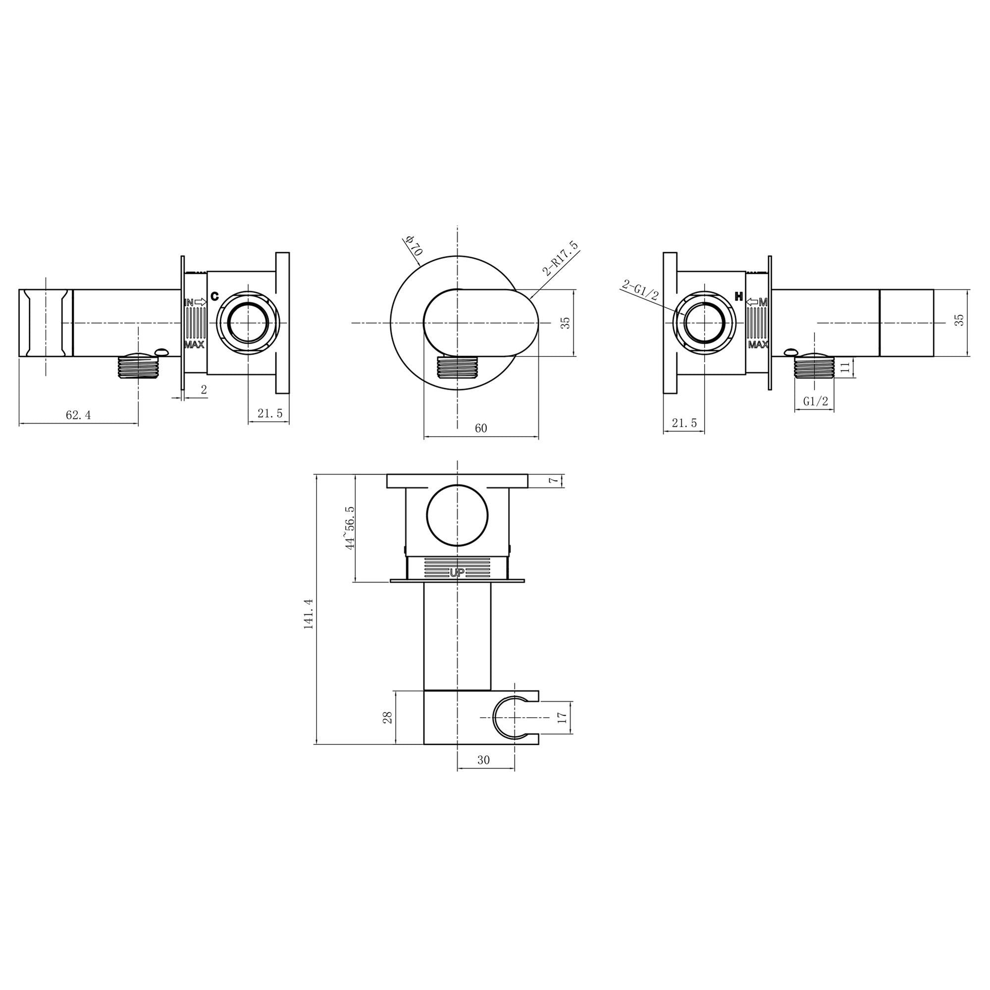 Miscelatore doccia WC/Bidet di design SOHO set completo con corpo UP