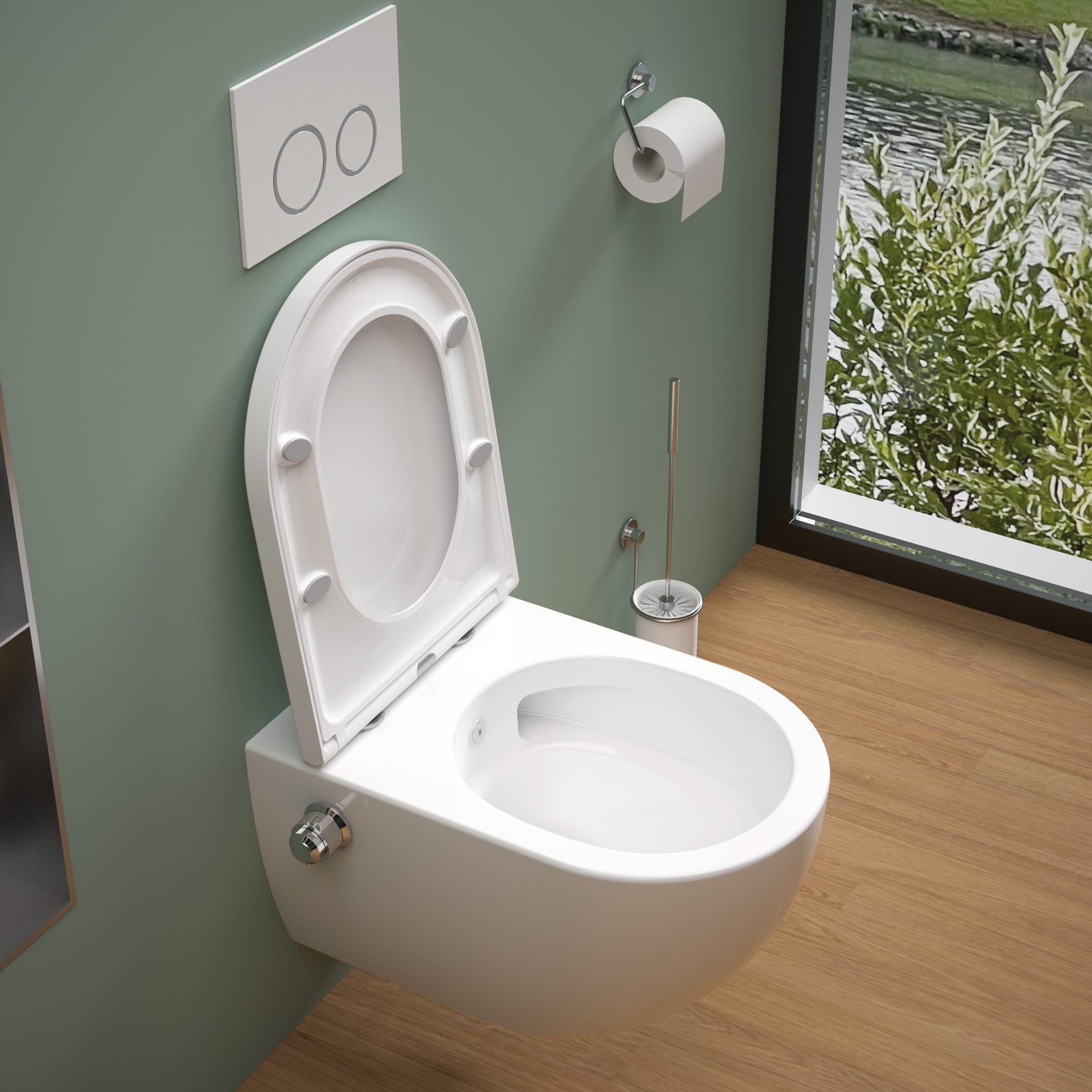 Perem nélküli zuhanyzós WC SOHO 4.0 termostátos soft-close ülőke, taharet funkcióval