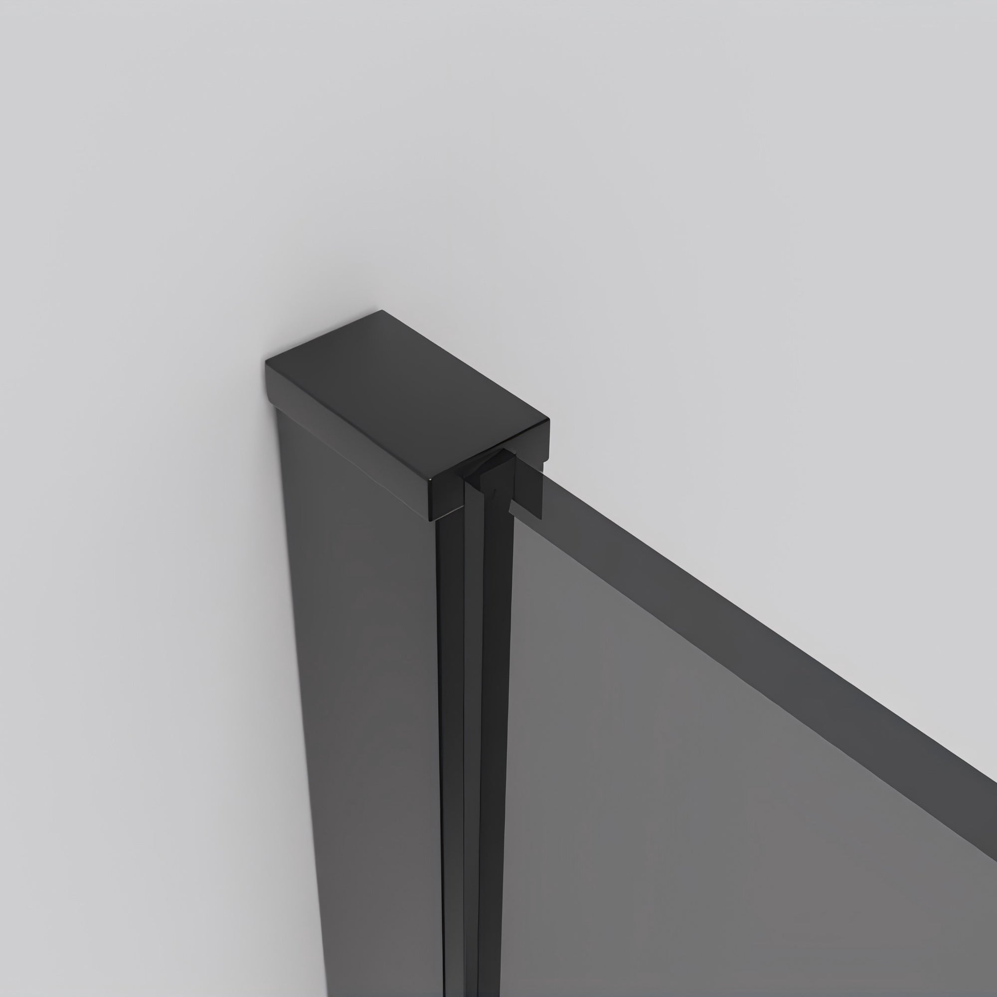 Walk-In Duschtrennwand 8mm ESG Graues Glas 80-160 cm Profil Schwarz Matt