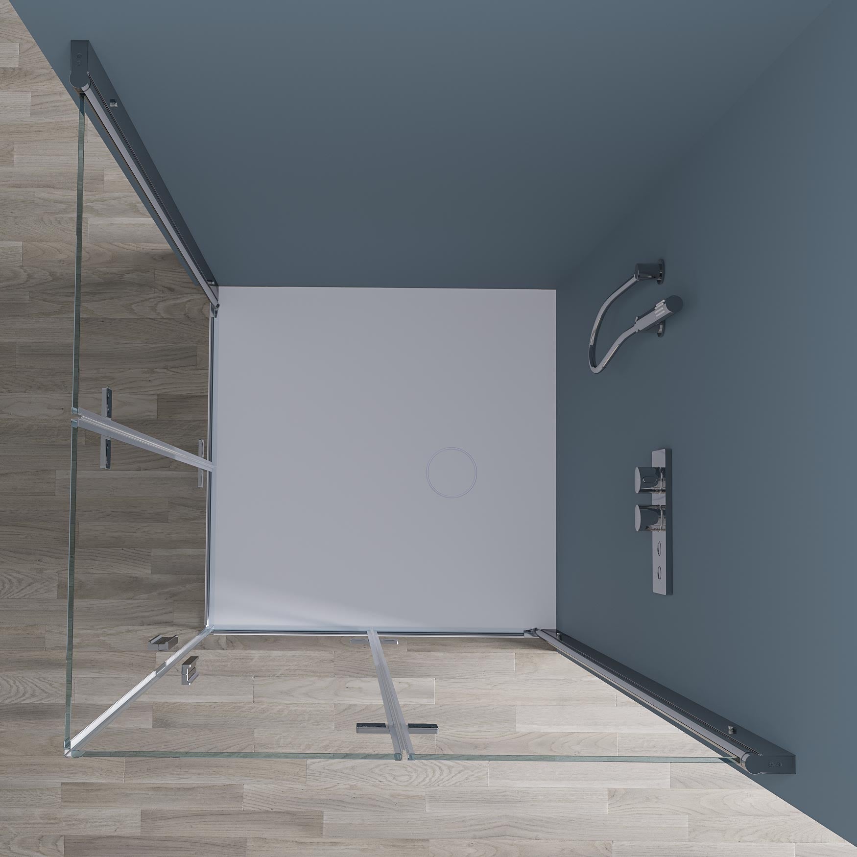 Cabina doccia angolare con porte girevoli – vetro di sicurezza da 8 mm in cromo, varie dimensioni