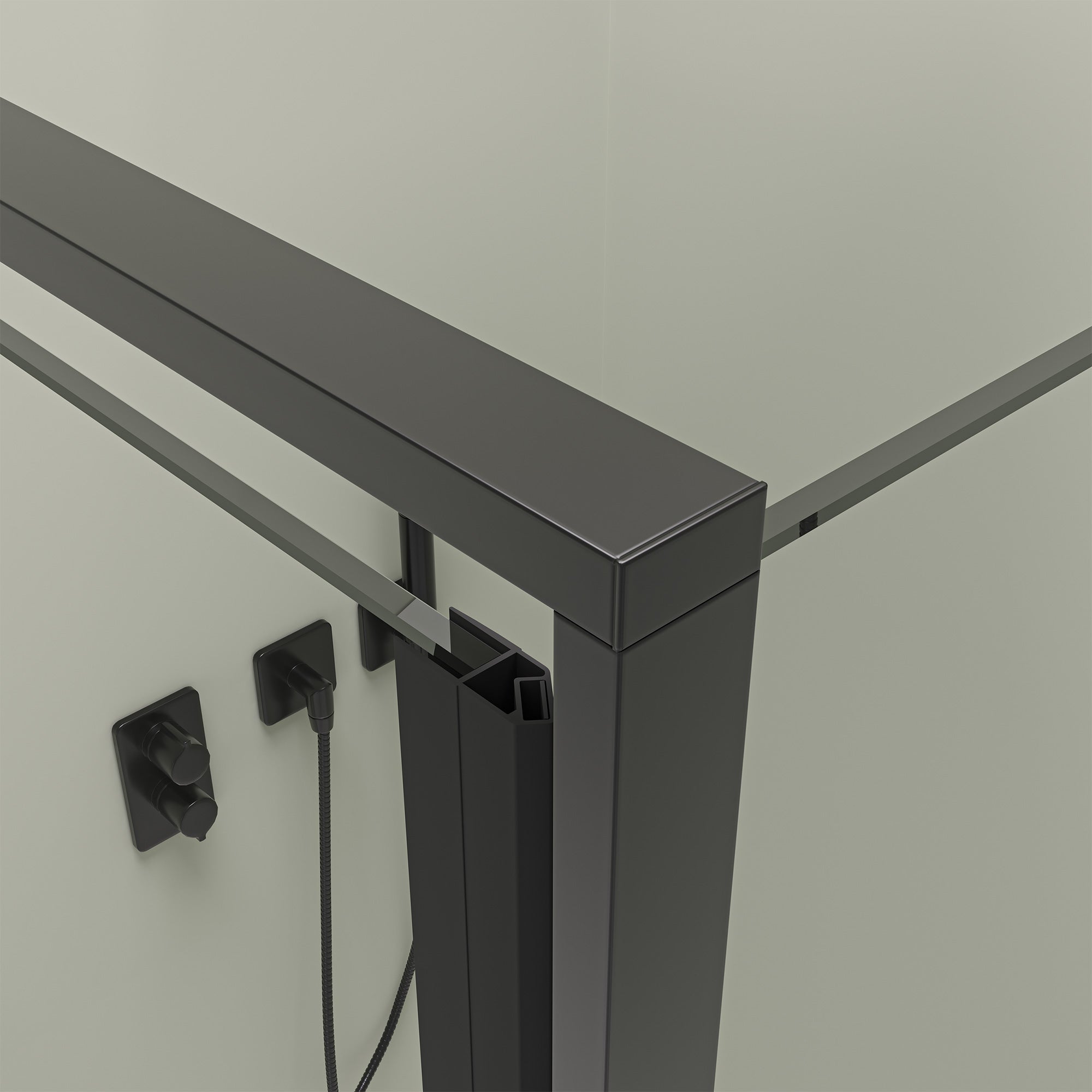 Eck-Duschkabine mit Drehtür – 8 mm Sicherheitsglas in Schwarz Matt, versch. Größen