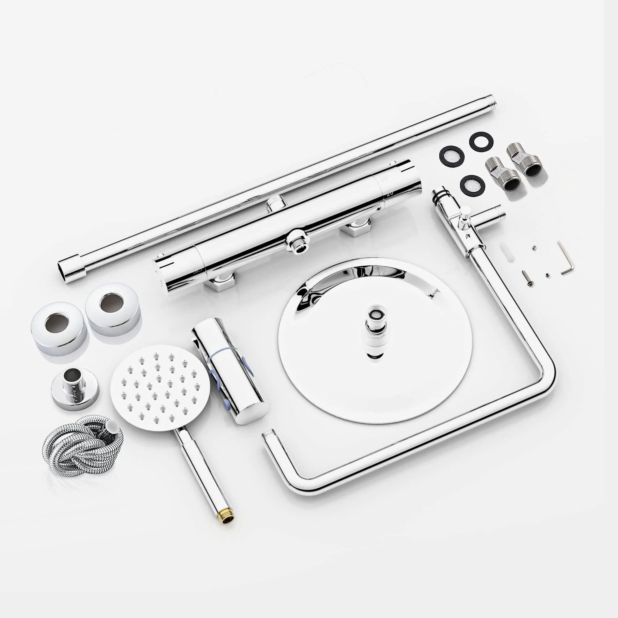 Colonne de douche thermostatique Highline Pro avec douche de pluie et douchette à main chromée