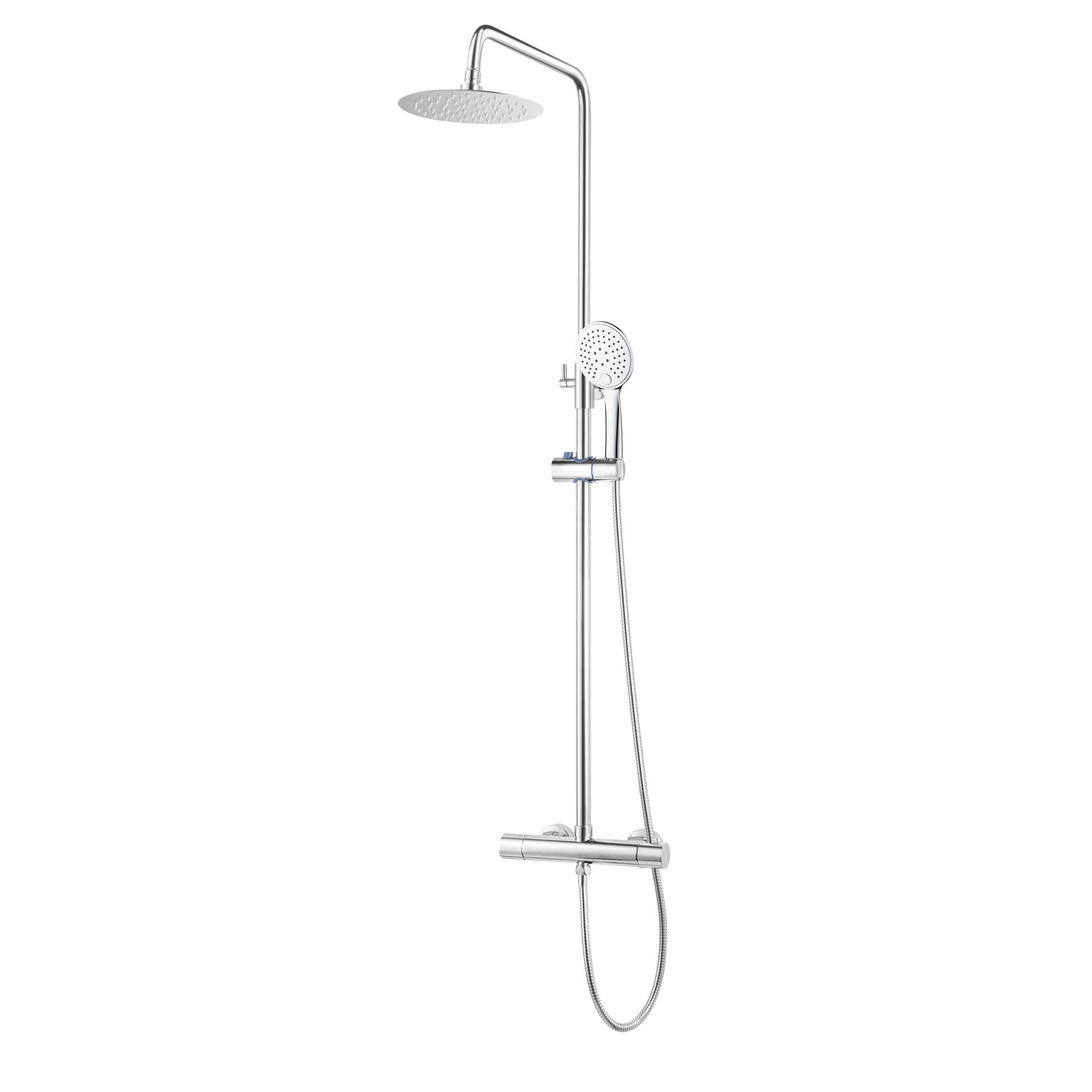 Colonne de douche thermostatique Highline Pro avec douche de pluie et douchette à main chromée