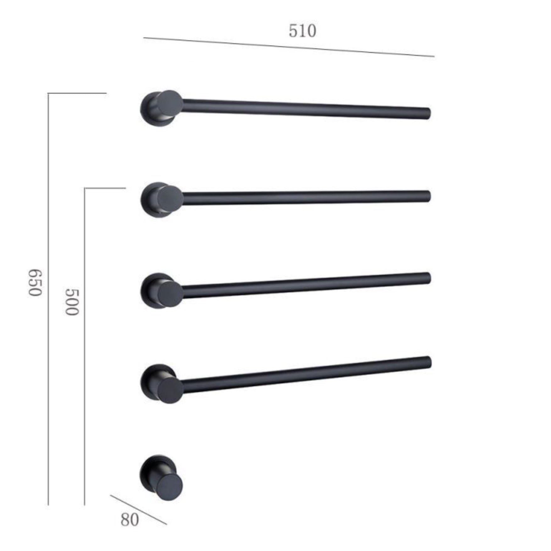 Radiateur électrique mural encastré pour salle de bain 60W – 4 barres, noir mat, env. 60x50 cm, thermostat réglable