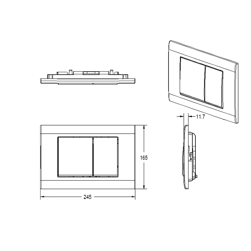 Placca di comando nera opaca compatibile con scarico a volume Geberit Duofix Sigma / Delta 2