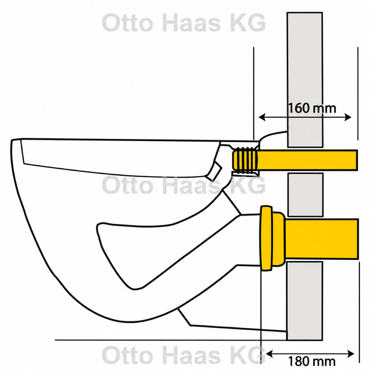 Technische Zeichnung Haas Anschlussgarnitur H3287 mit Maßen