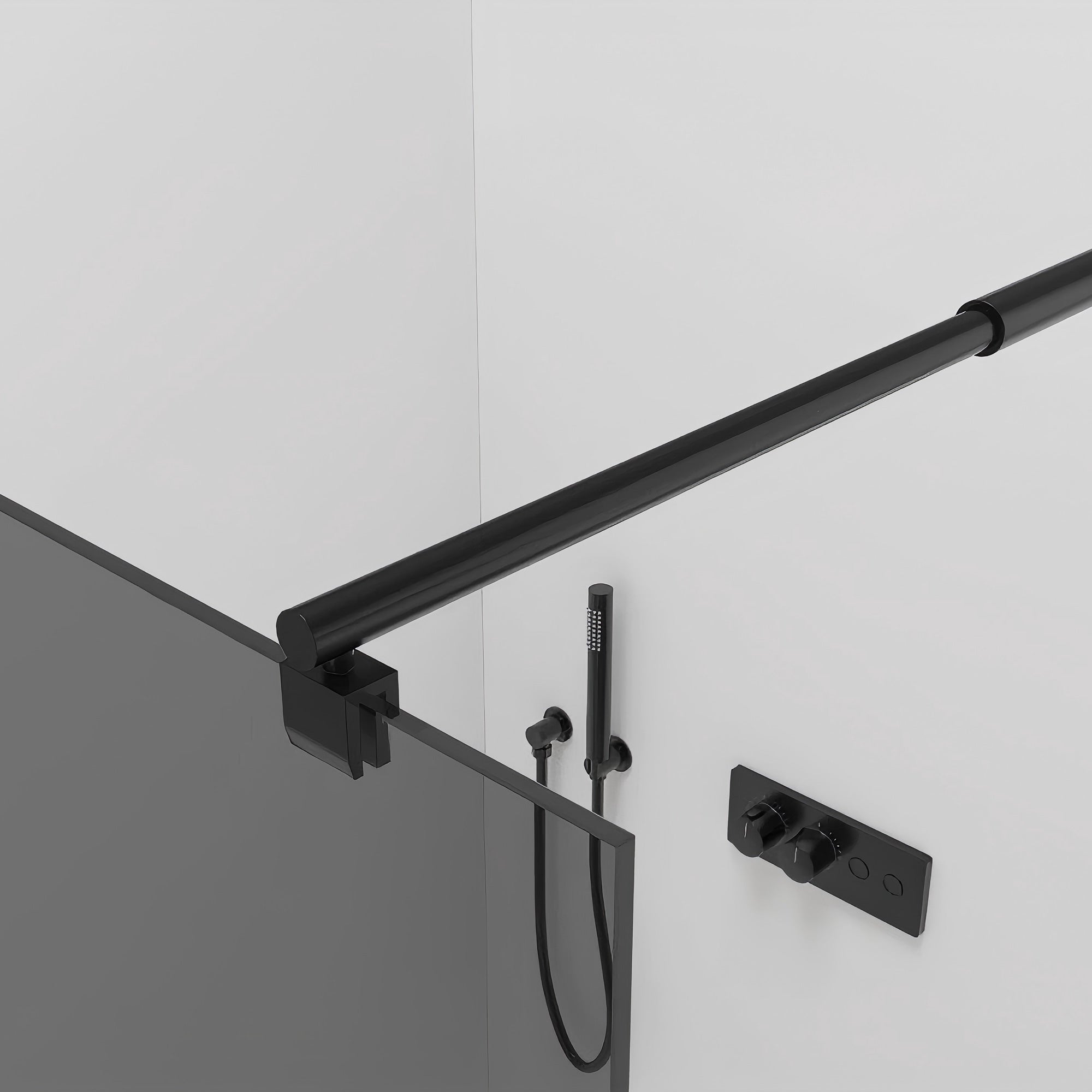 Walk-In Duschtrennwand 8mm ESG Graues Glas 80-160 cm Profil Schwarz Matt