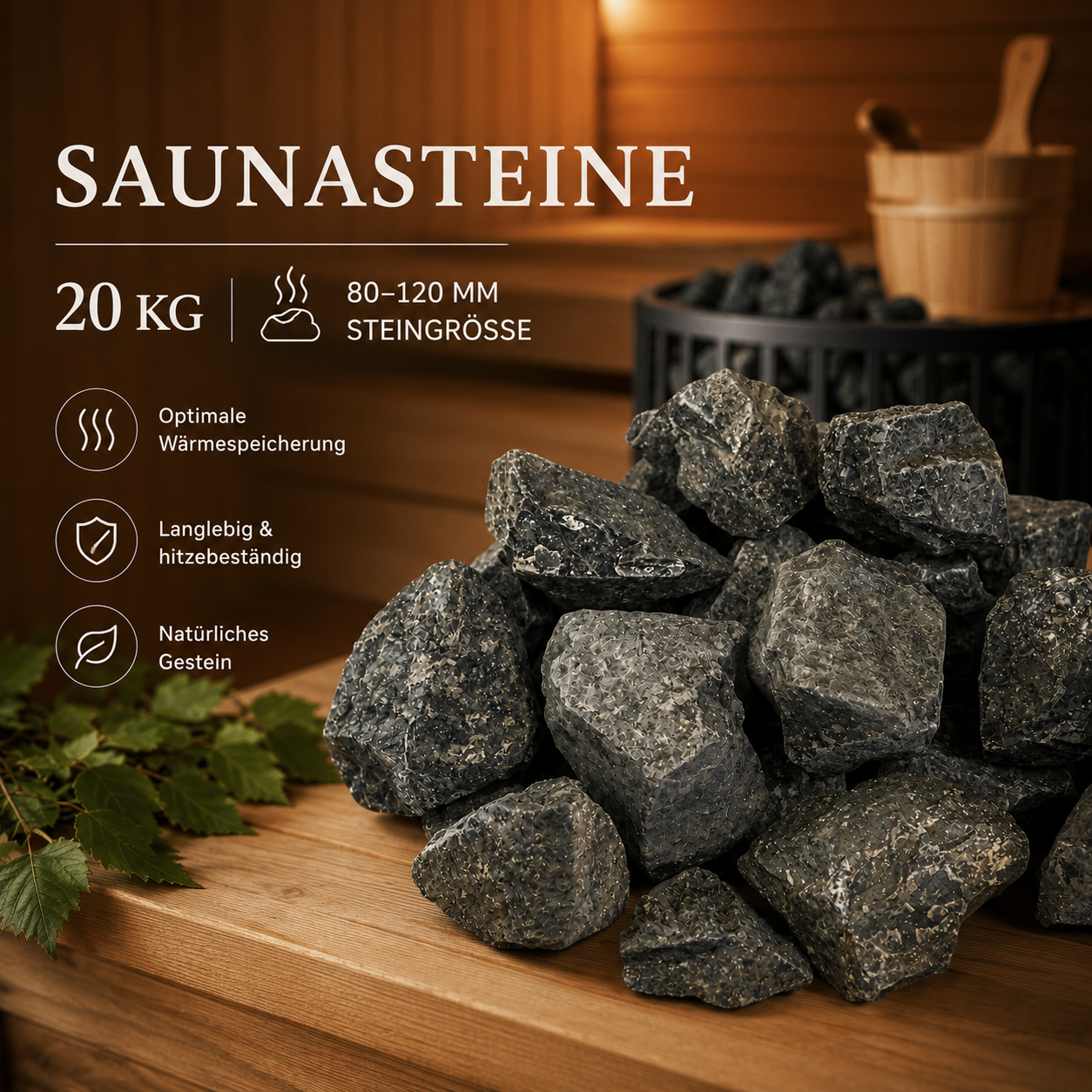 Sada na saunové kamene 20 kg