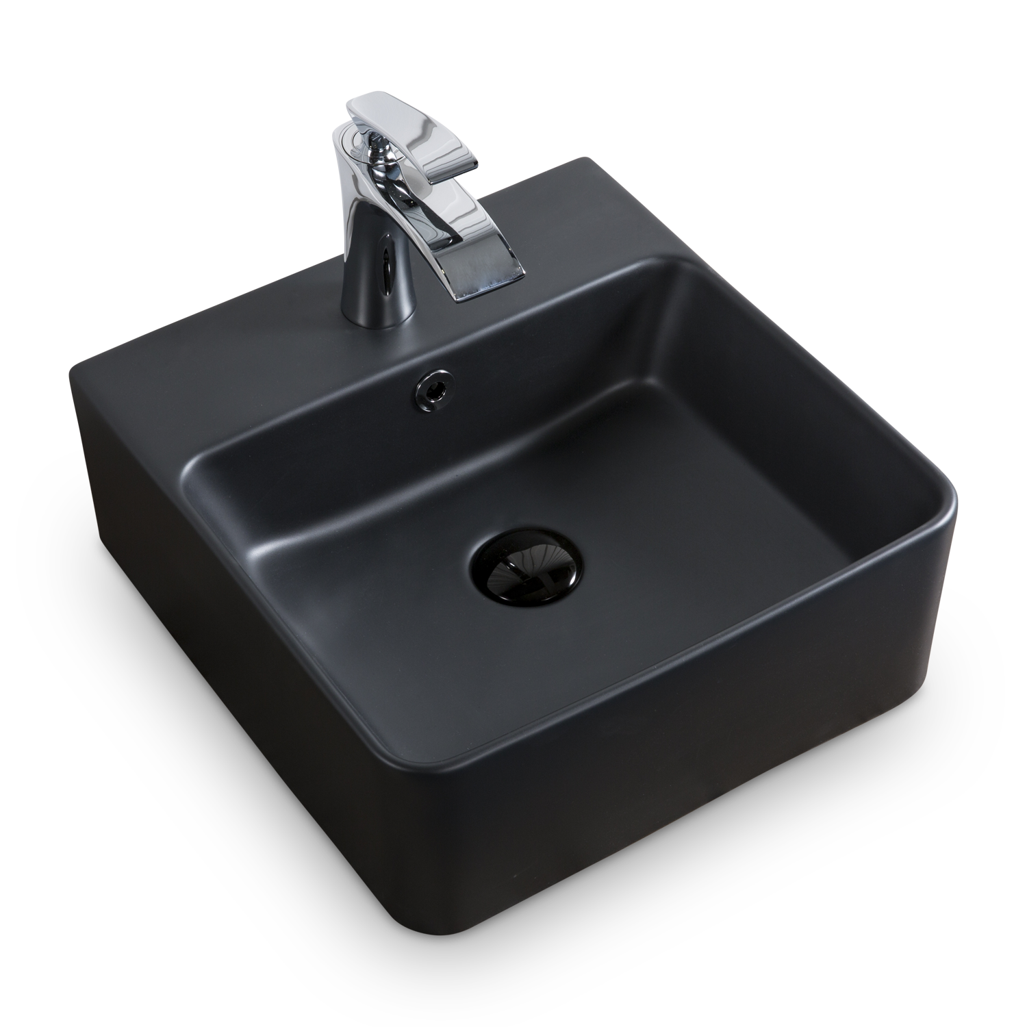 Lavabo in ceramica da parete per WC ospiti Soho, bordo sottile, 40 x 42 cm, nero opaco