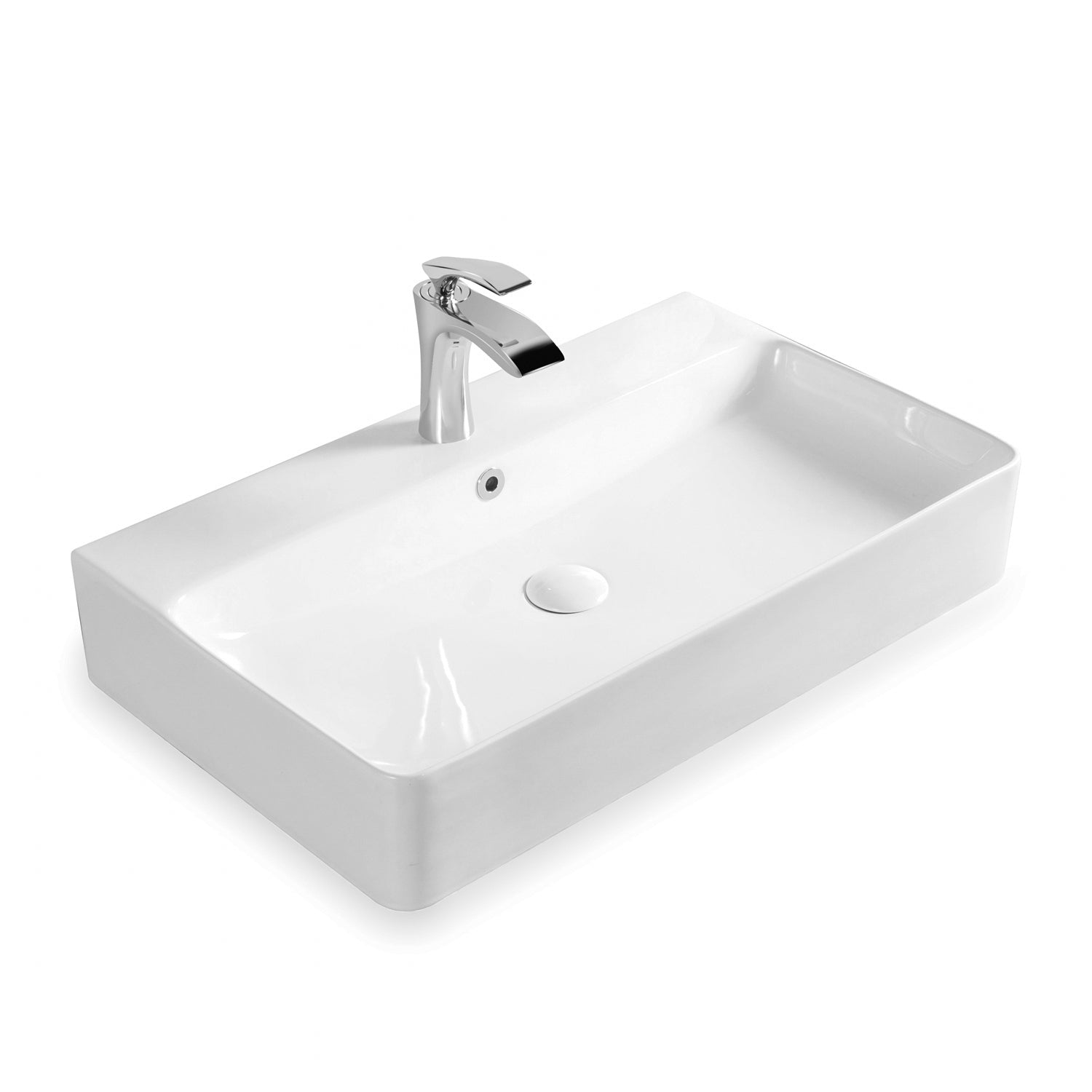 Lavabo Berlin 70x42 in pregiata ceramica per montaggio a parete o come lavabo da appoggio con foro per rubinetto