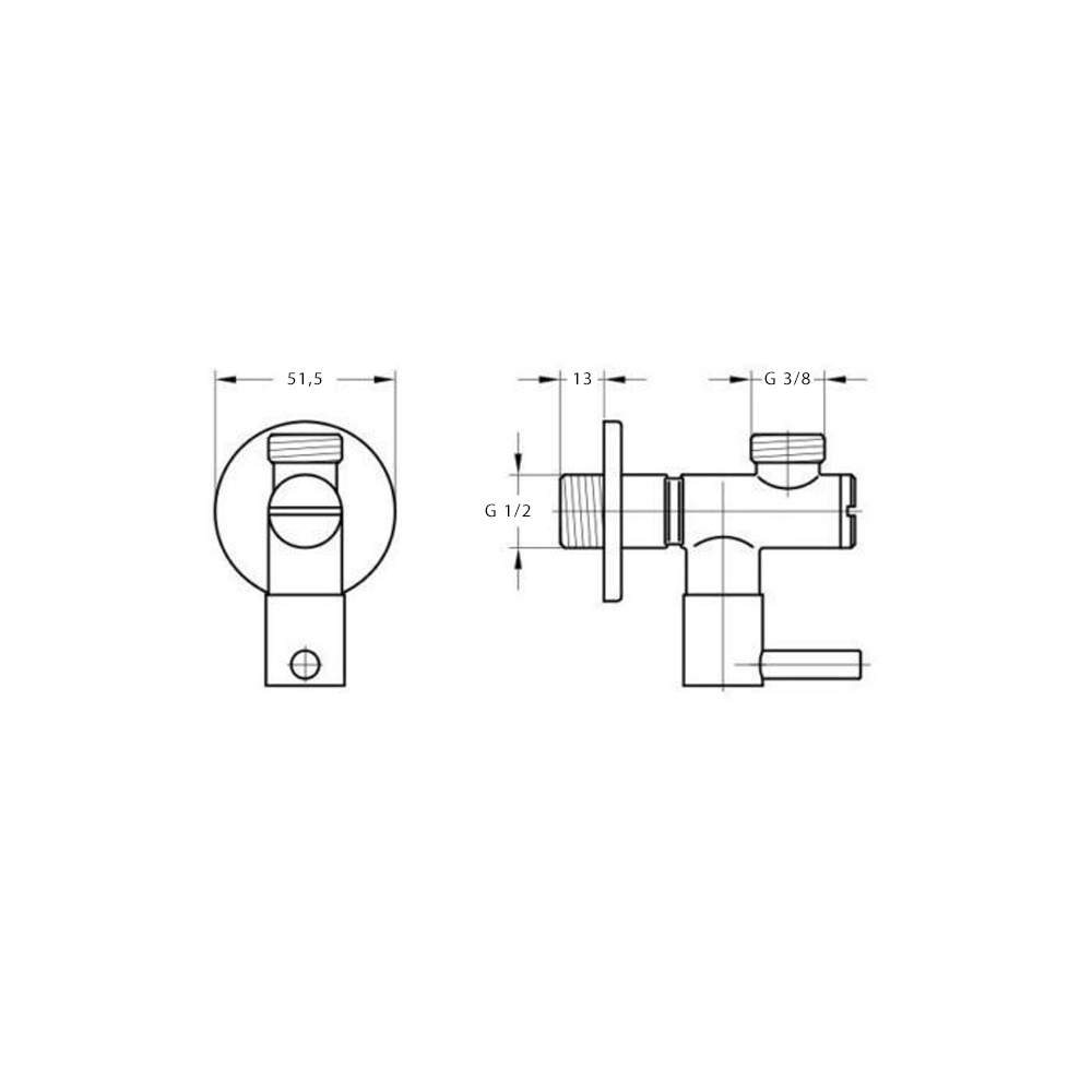 Design Eckventil 1/2" mit 3/8" Anschluss in Chrom mit Filter