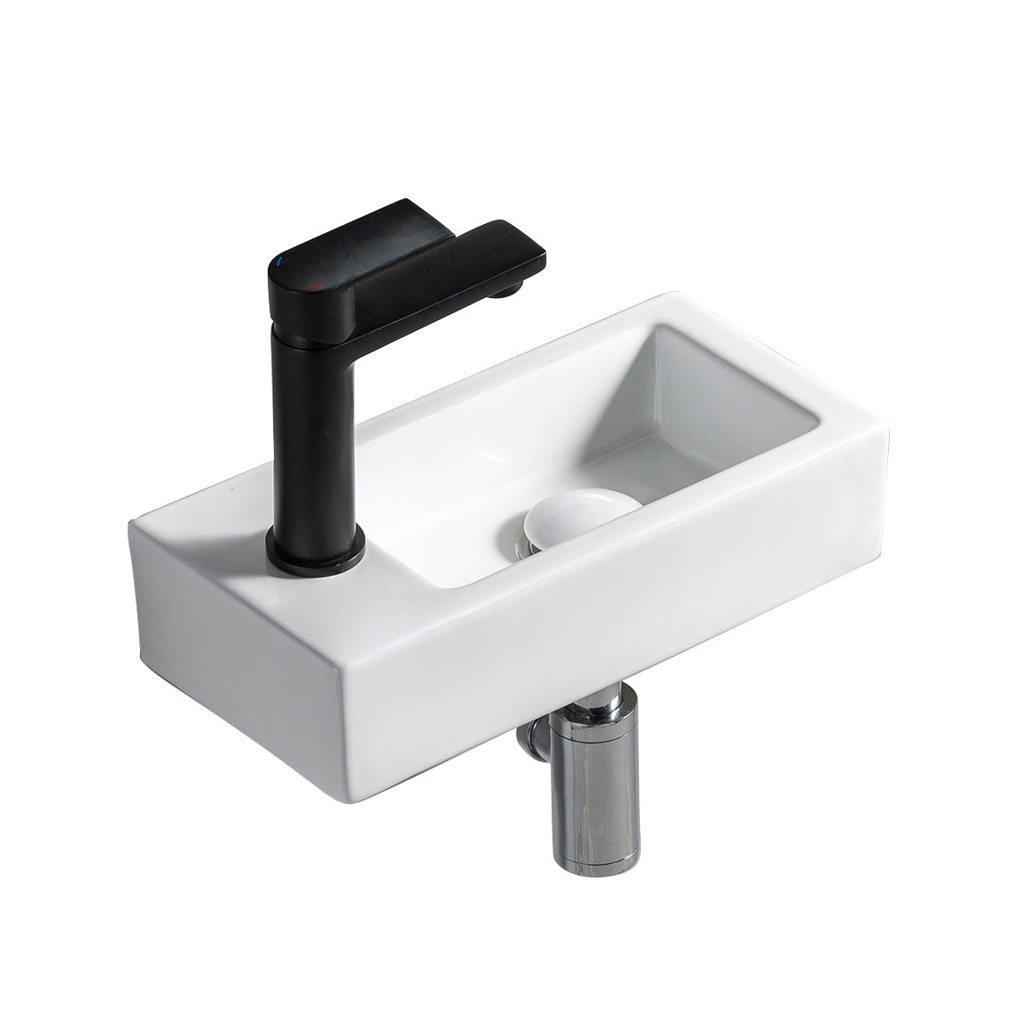 Lavabo invités PARIS en céramique fine pour montage mural ou vasque à poser avec trou pour robinet