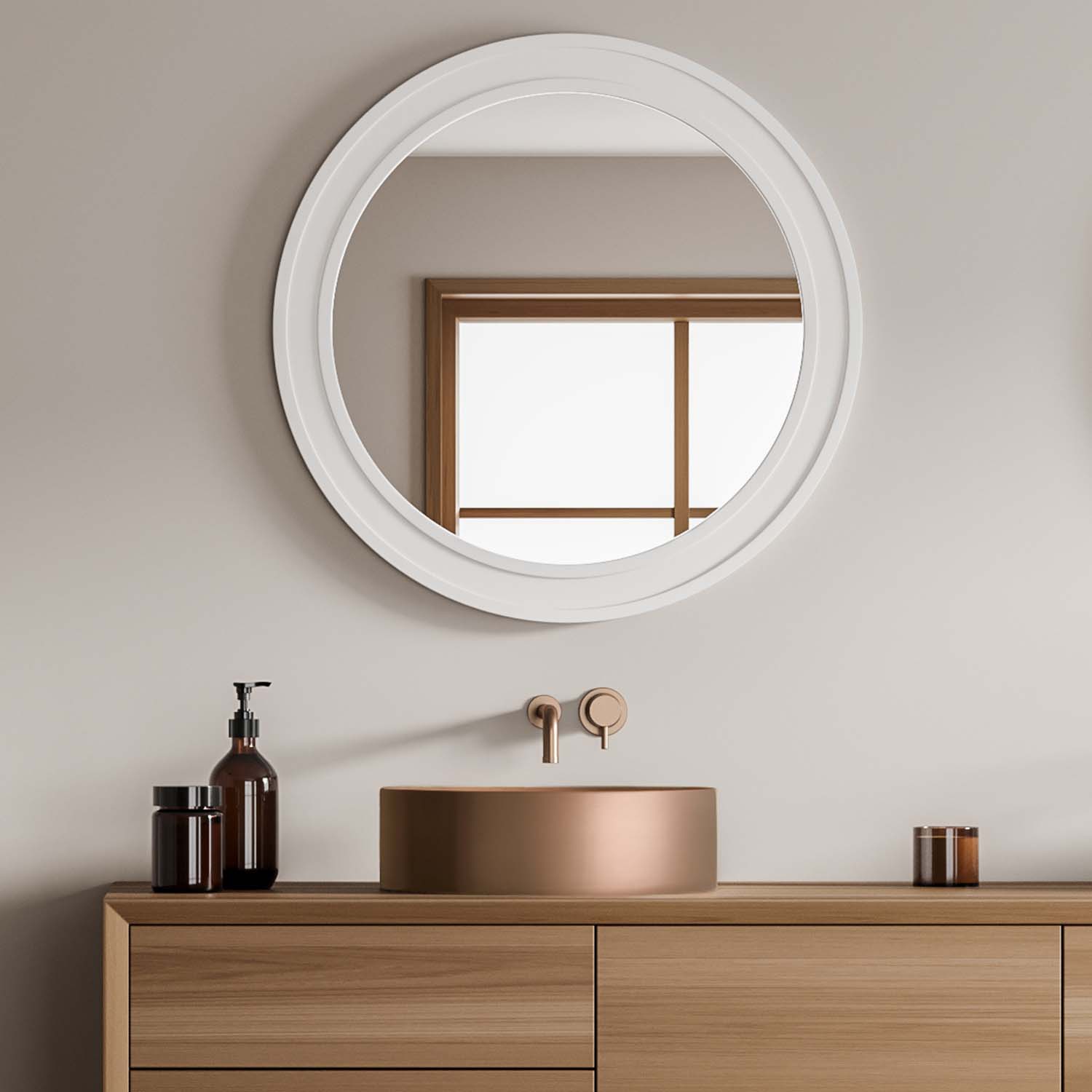 Lavabo Park en cuivre brossé, en acier inoxydable de haute qualité, posé sur plan sans trou pour robinet, 400 x 145 mm