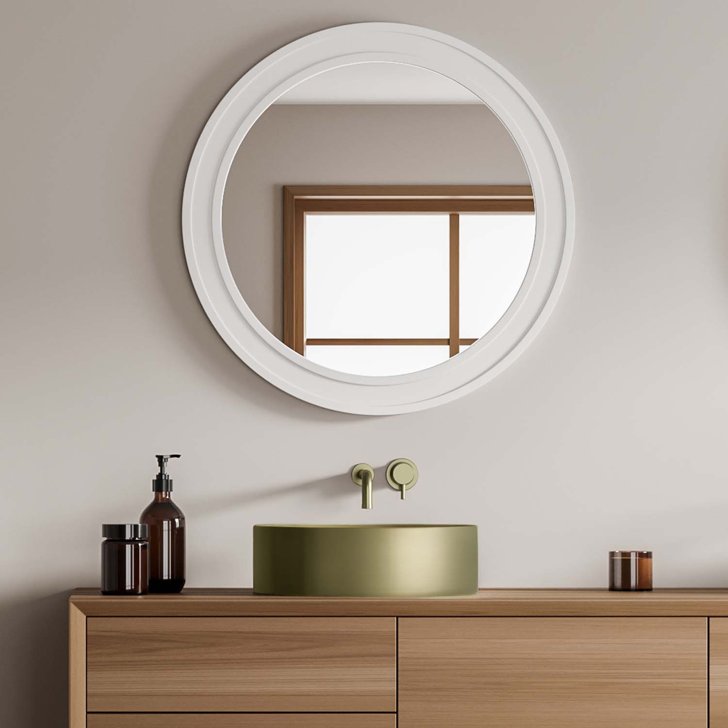 Lavabo Park en acier inoxydable 40 cm, finition laiton brossé, pose sur plan sans trou de robinet