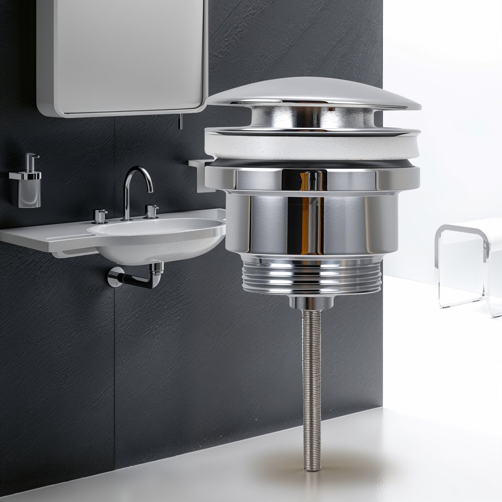 Vidage de lavabo avec bonde à clapet automatique Push