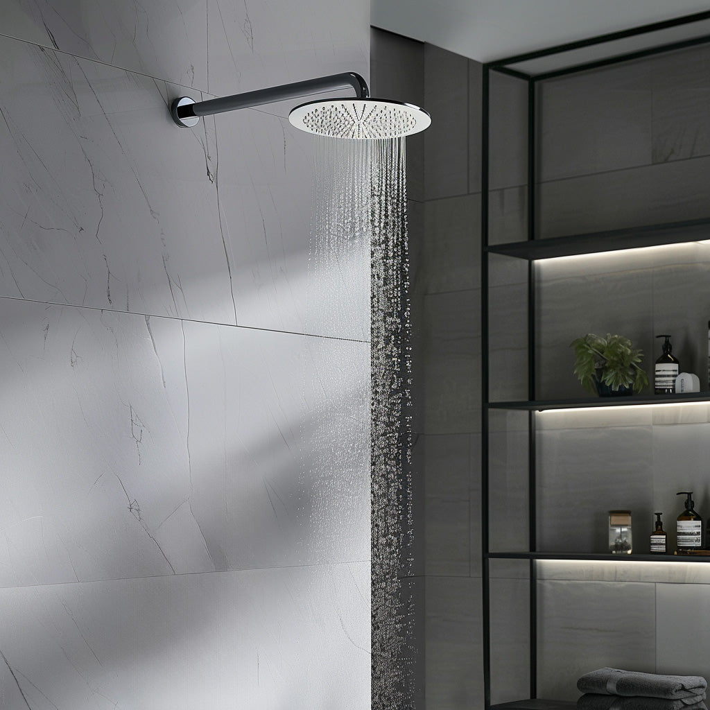 Pomme de douche ronde Stilform en acier inoxydable chromé 20 cm