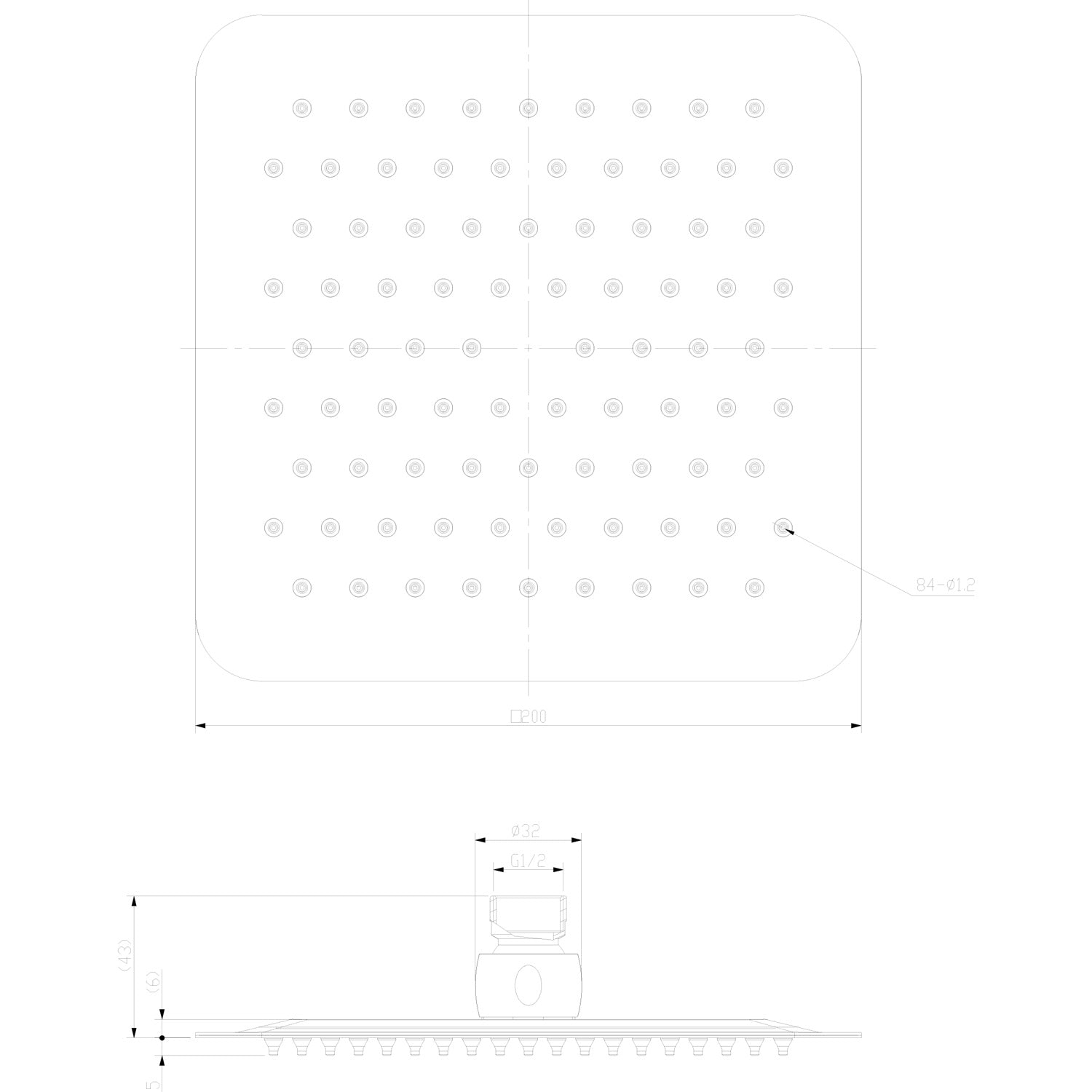 Luxus Edelstahl 20x20 cm Regendusche