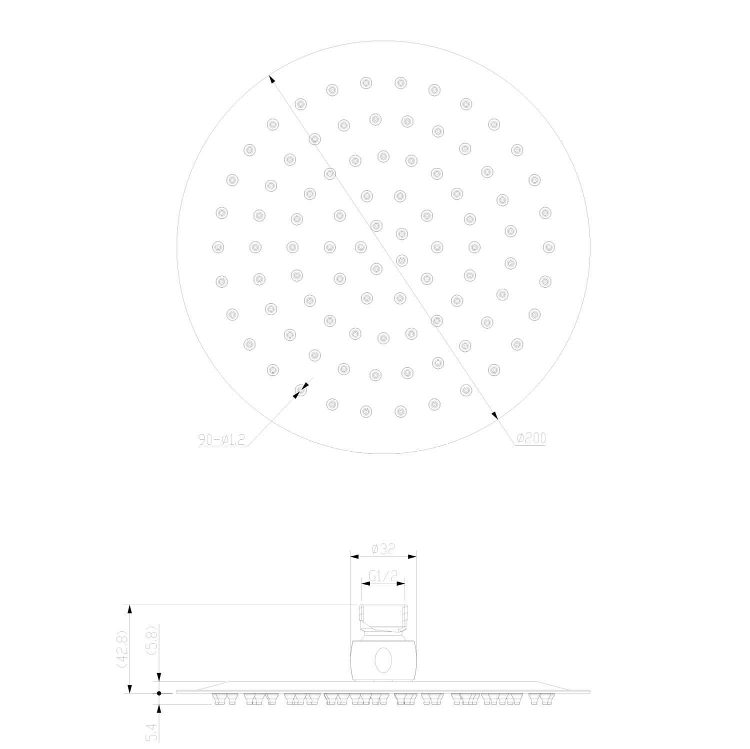 Douchette de pluie ronde Stilform en acier inoxydable 20 cm noir mat