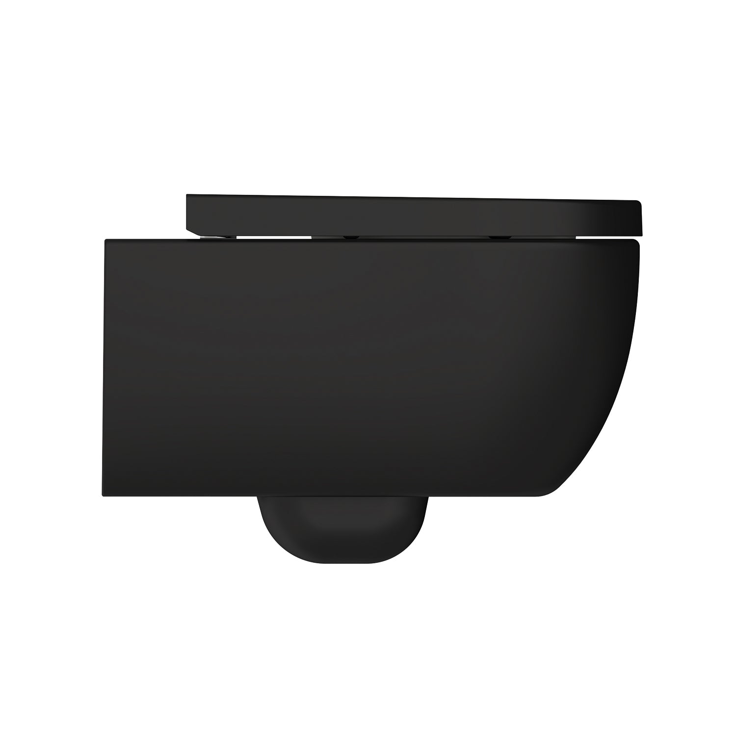 WC suspendu SOHO Whirlflush sans rebord de rinçage, finition mate noire, avec siège WC