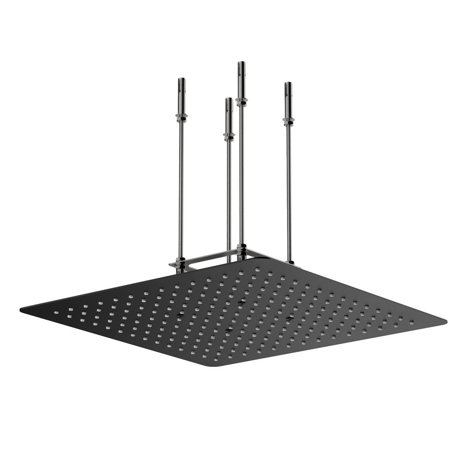 Pomme de douche encastrée Stilform Design 40x40 en acier inoxydable noir mat