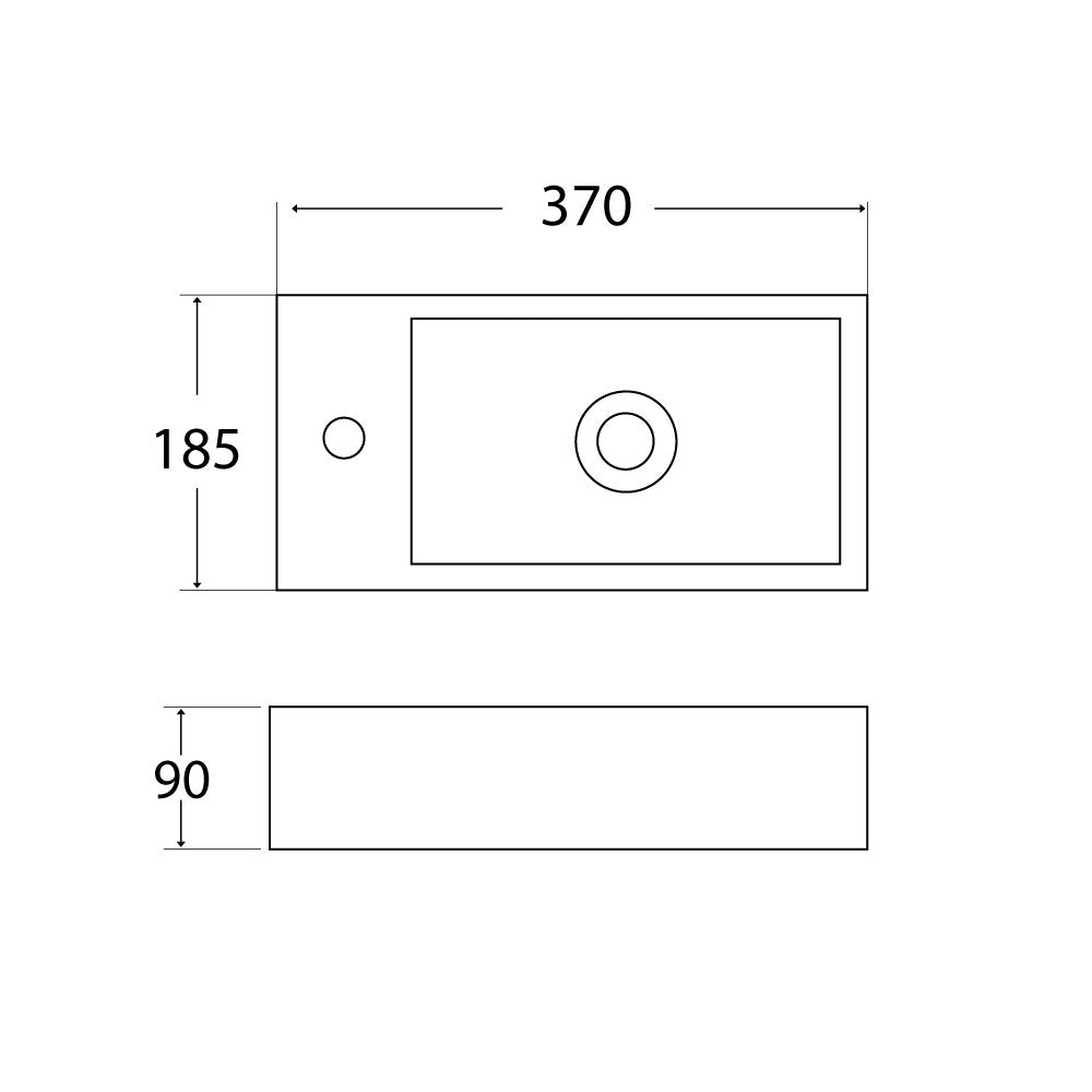 Lavabo invités PARIS en céramique fine pour montage mural ou vasque à poser avec trou pour robinet