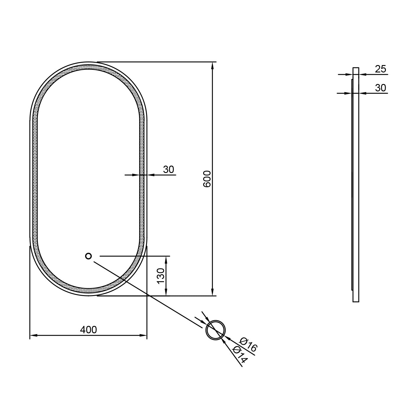 Specchio LED ovale riscaldante 40x60 o 55x100 nero opaco con luce calda/fredda