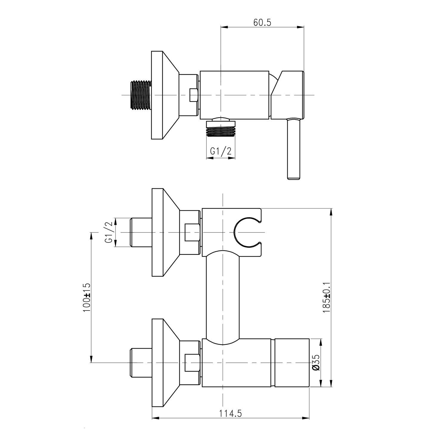 Design WC/Bidet Handbrause Komplett Set mit Mischer Aufputz