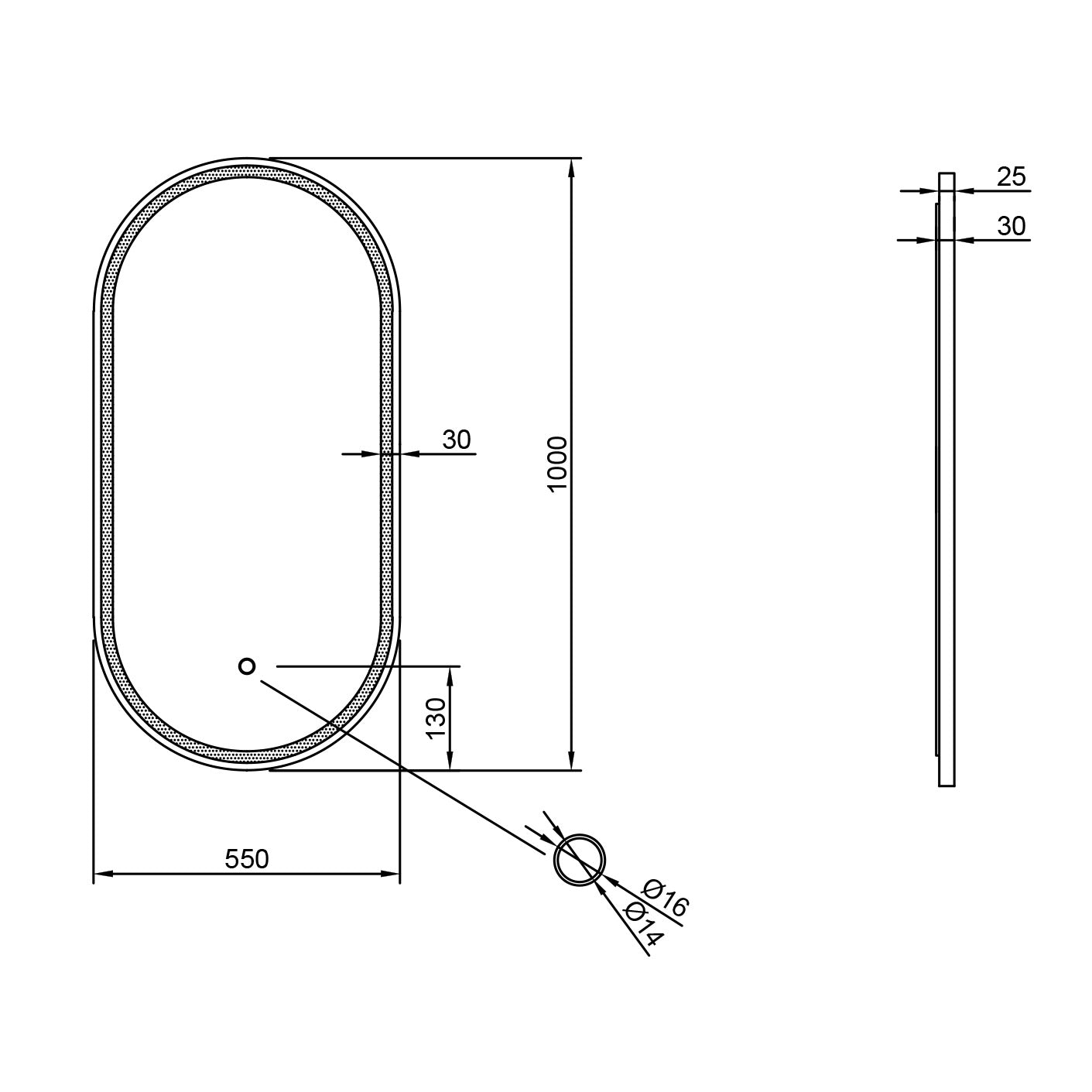 Ovalný LED zrkadlový ohrievač, veľkosti 40x60 alebo 55x100, matná čierna, nastavenie teplého/chladného svetla, kúpeľňové zrkadlo