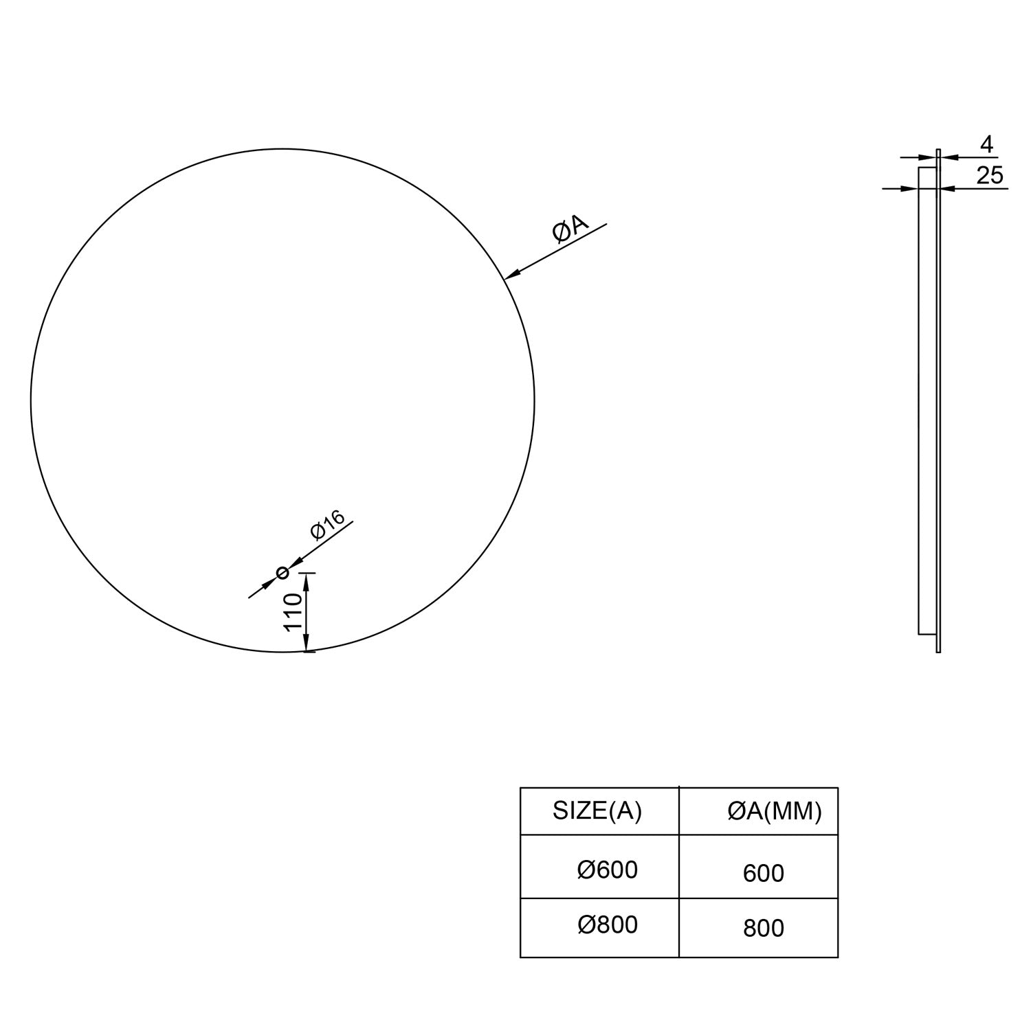 LED Spiegel Ø 60/80/100 cm mit Spiegelheizung Warm-/Kaltlichteinstellung Badspiegel