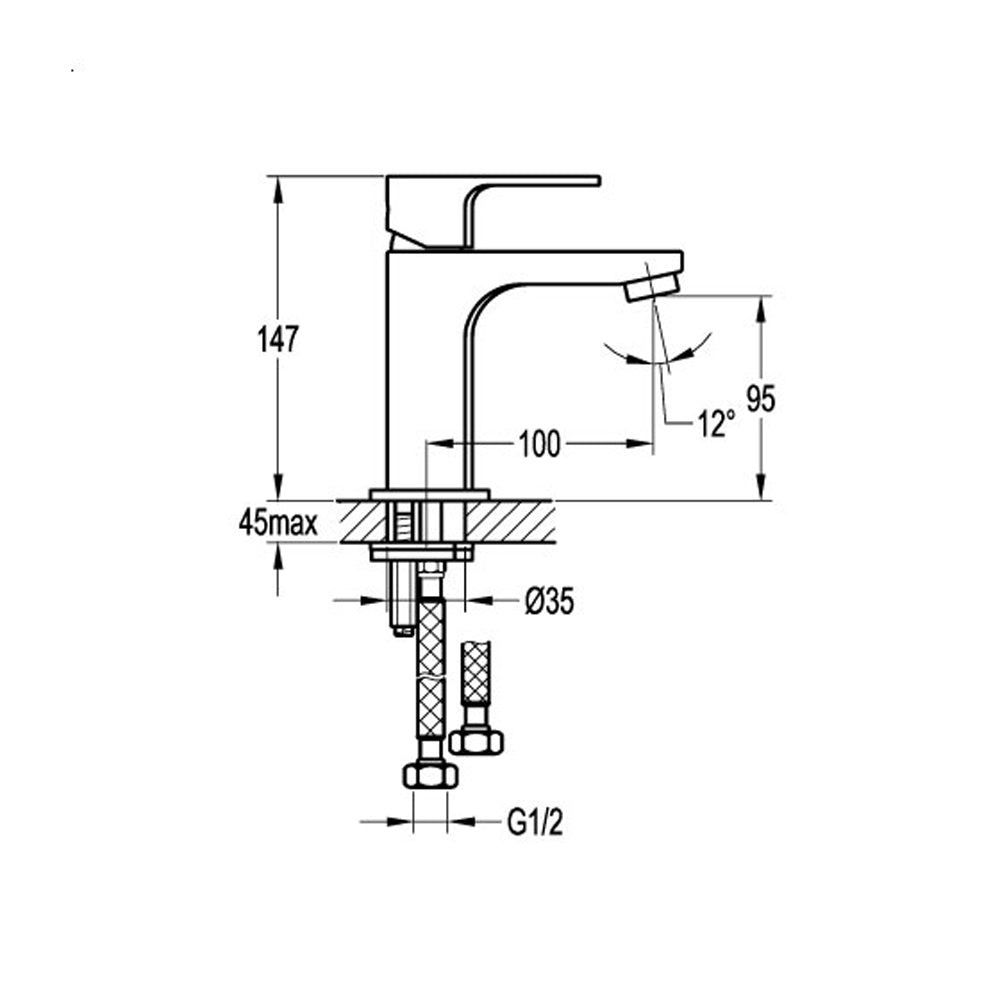 Stiflorm Mitigeur de lavabo moderne série Soho Chrome ou Noir Mat