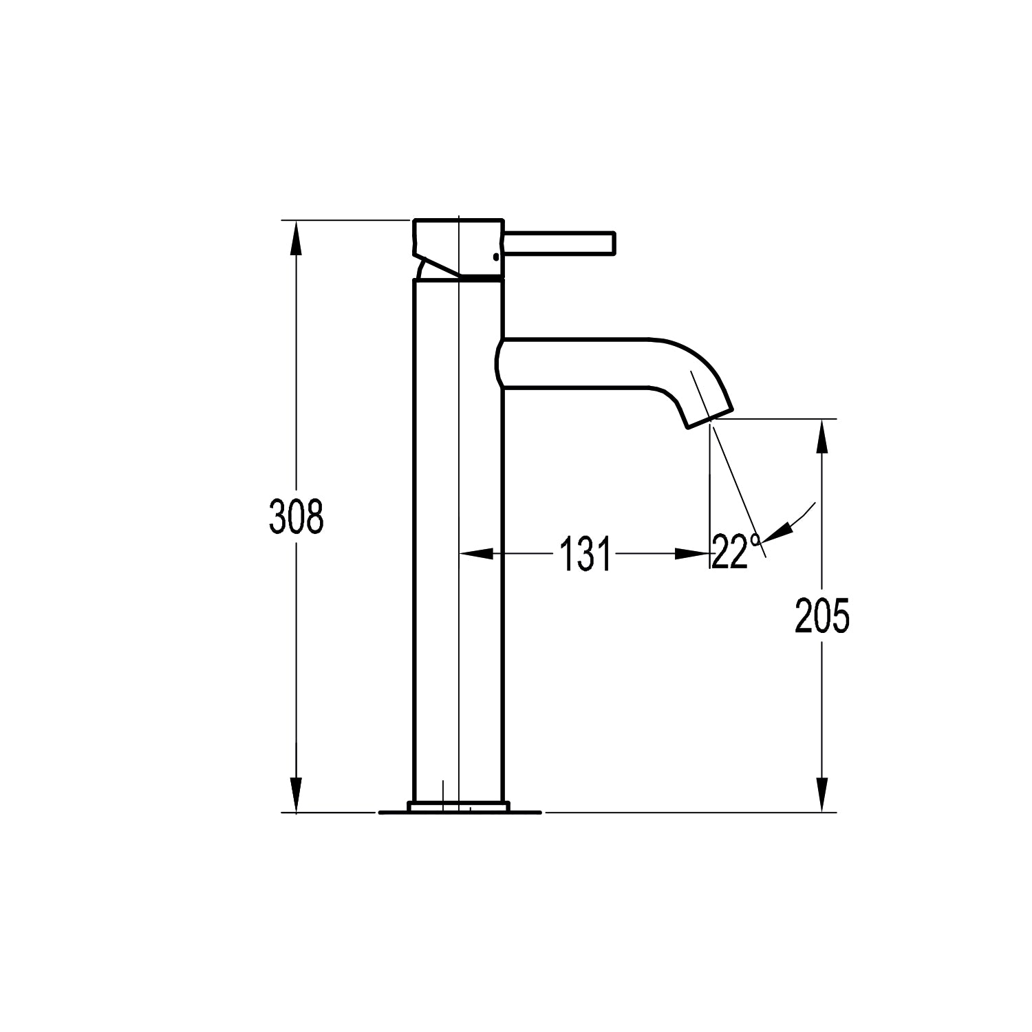 Mitigeur de lavabo design Stilform de la série Park 2.0, version haute, finition noir mat