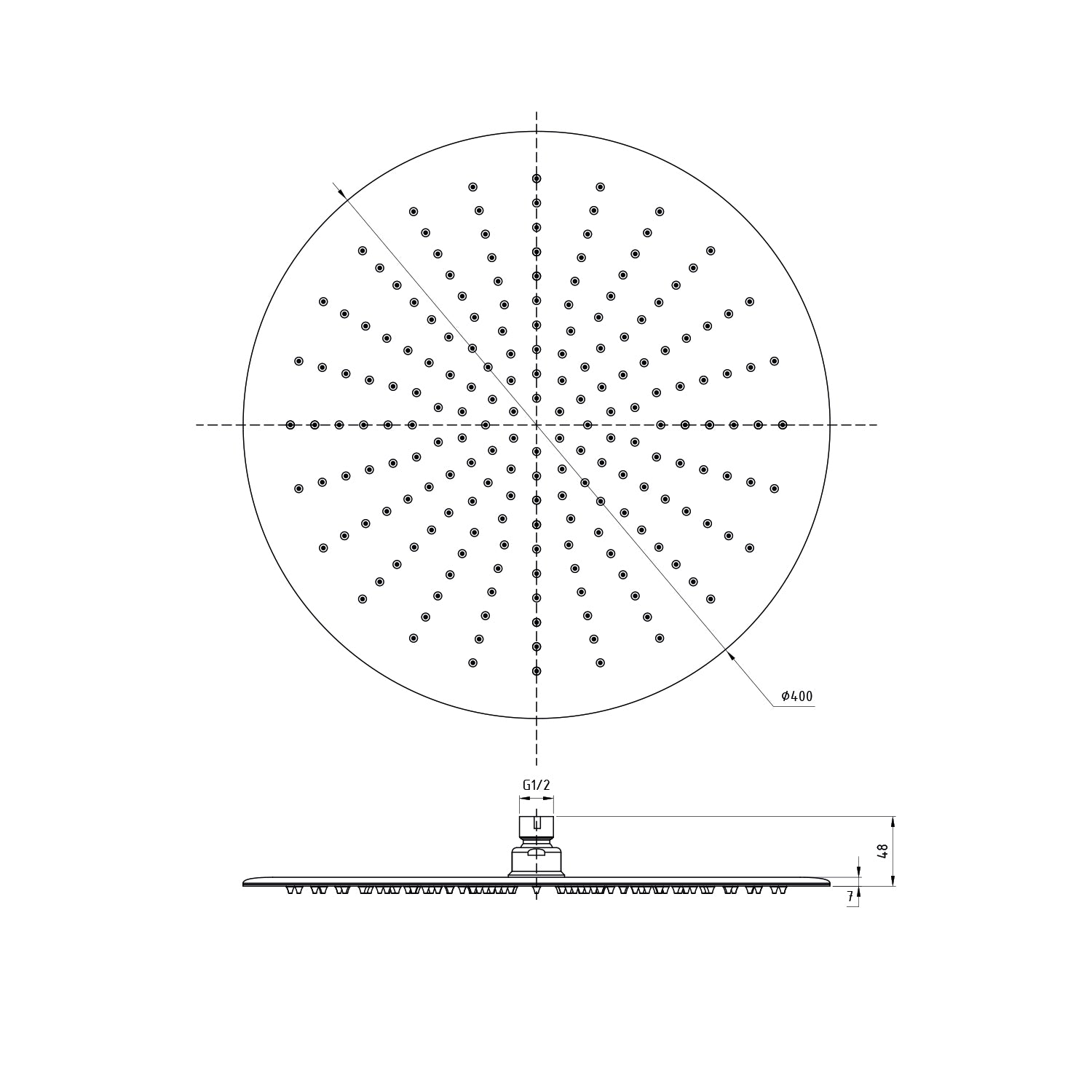 Stilform douche de luxe en acier inoxydable rond de 40 cm ULTRA PLAT en noir mat
