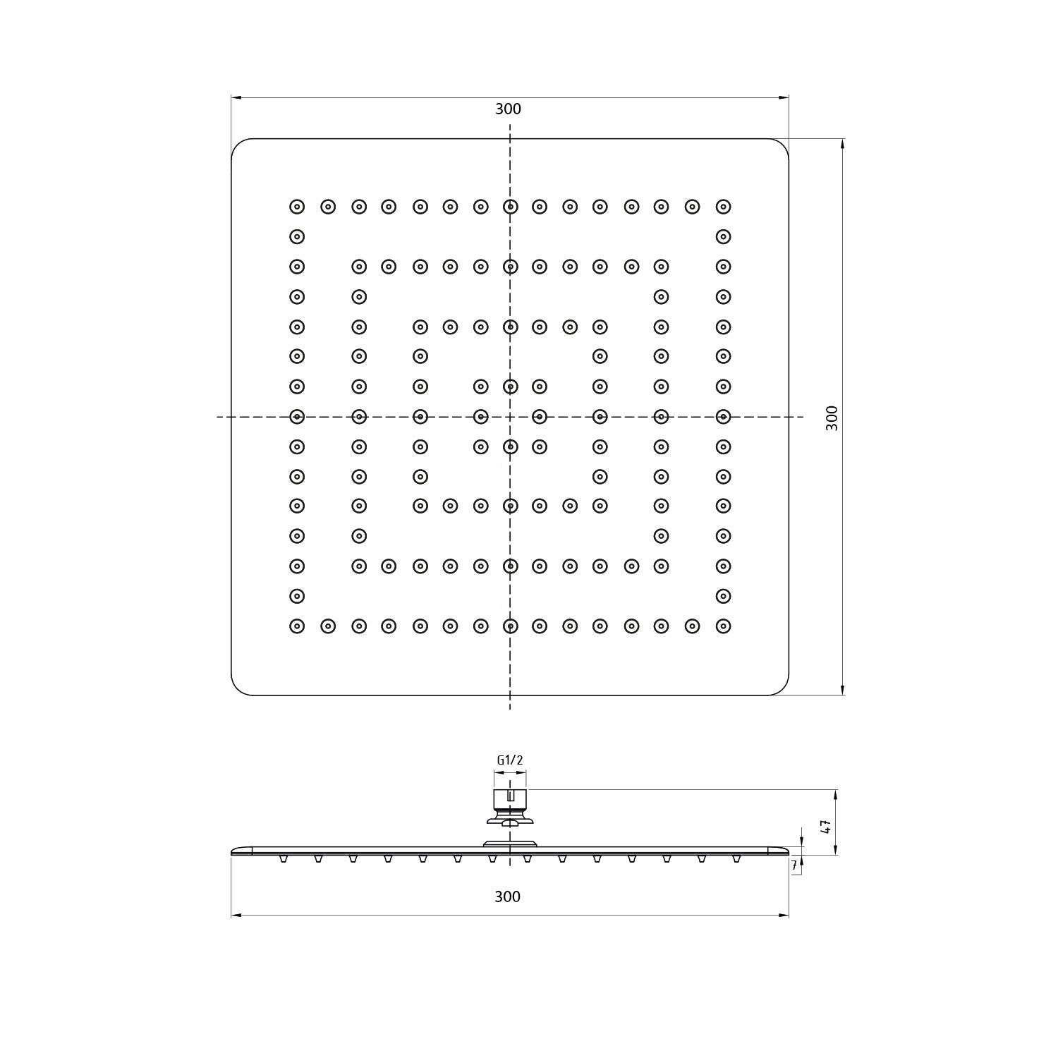 Douche de pluie carrée en acier inoxydable haut de gamme 30x30 cm, pommeau de douche 300mm