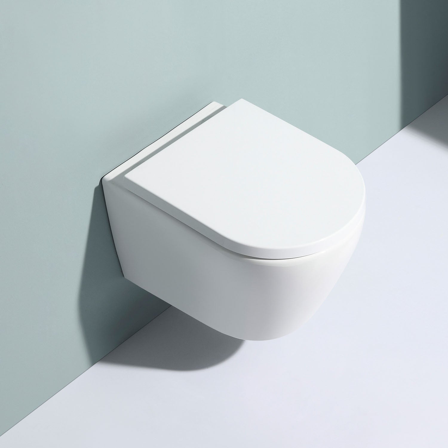 WC suspendu mural Whirlflush Soho 3.0 sans rebord de rinçage, chasse Tornado, blanc brillant avec abattant WC