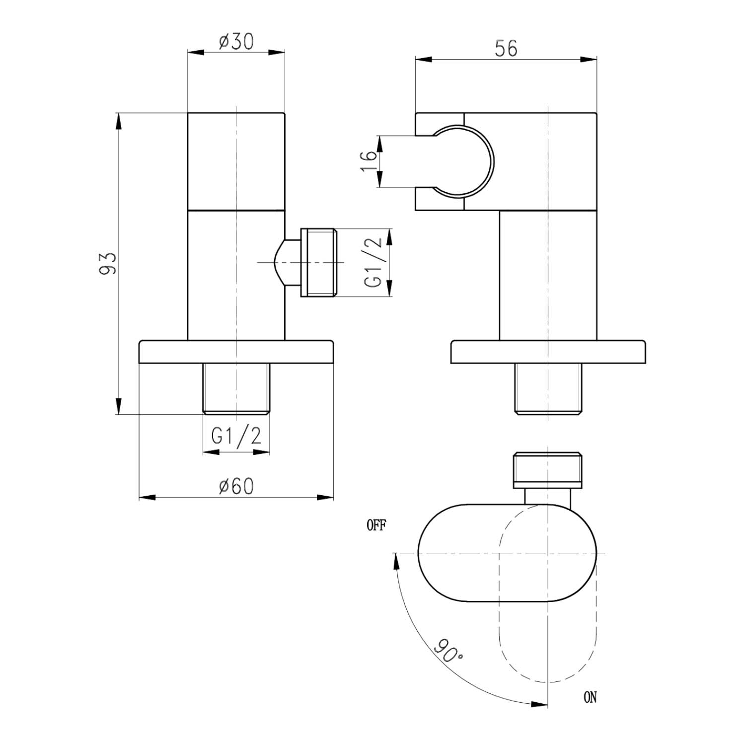 Design WC/Bidet Handbrause SOHO Komplettset mit Absperrventil in Schwarz Matt