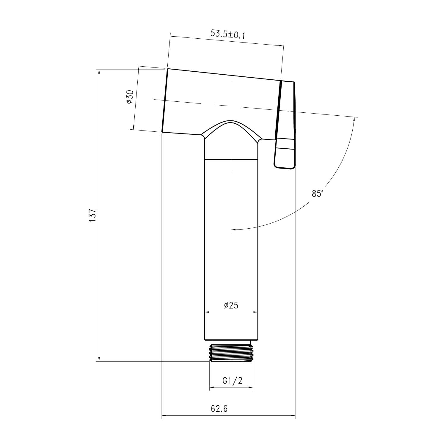 Design WC/Bidet DUAL Handbrause Massiv - Rund