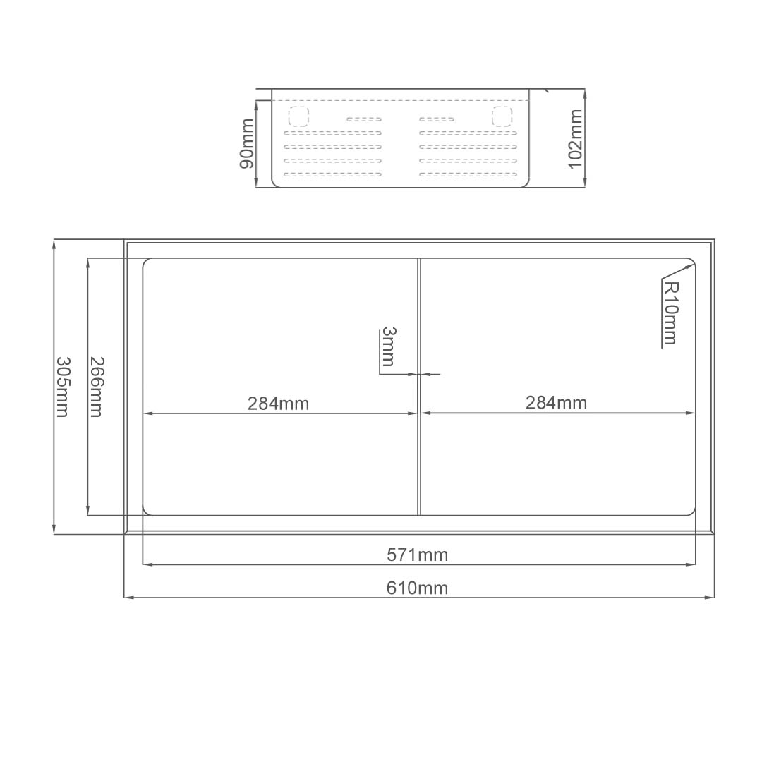 Niche murale Stilform en acier inoxydable brossé 60x30 avec séparation