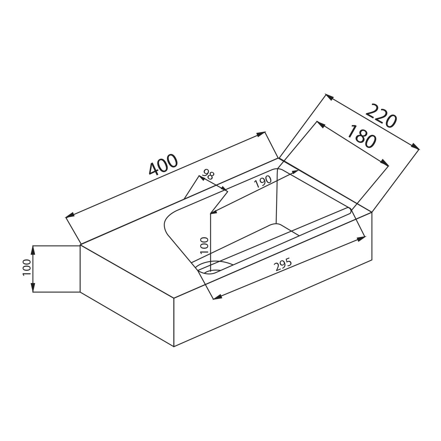 Lavabo pour WC invités SOHO en pierre minérale, à poser au mur ou sur plan avec trou pour robinet