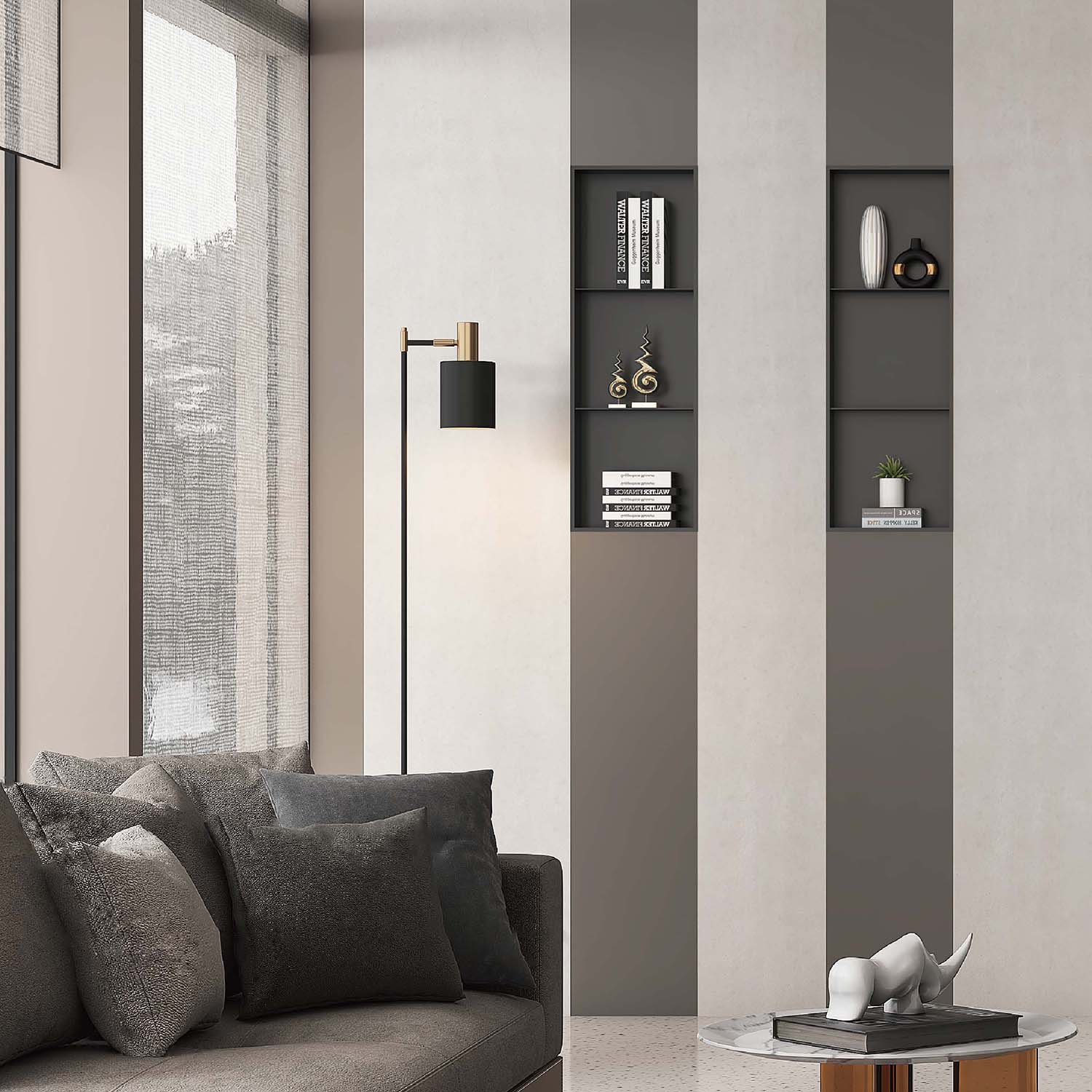 Niche murale Stilform 90 x 30 noir mat en acier inoxydable avec 2 étagères, tablette de douche
