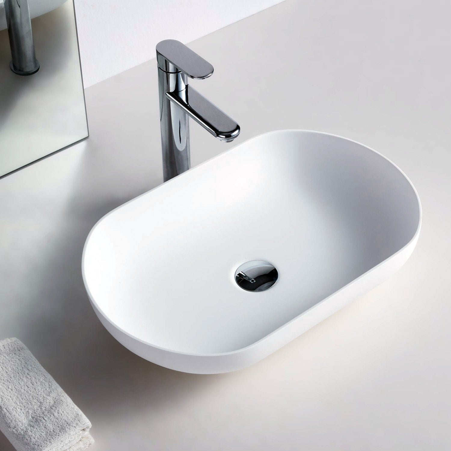 Mineral cast washbasin Soho 2.0 white matt 54 x 34 cm countertop washbasin