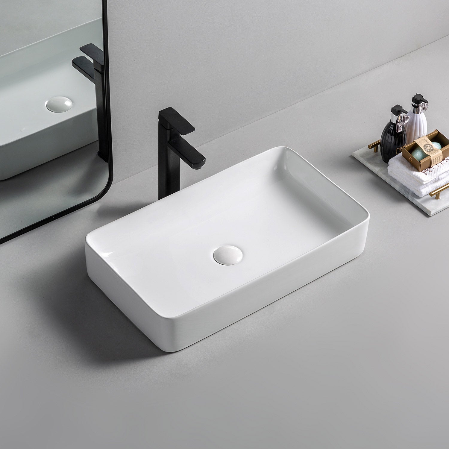Lavabo da appoggio in ceramica Soho Brilliant White 60 cm