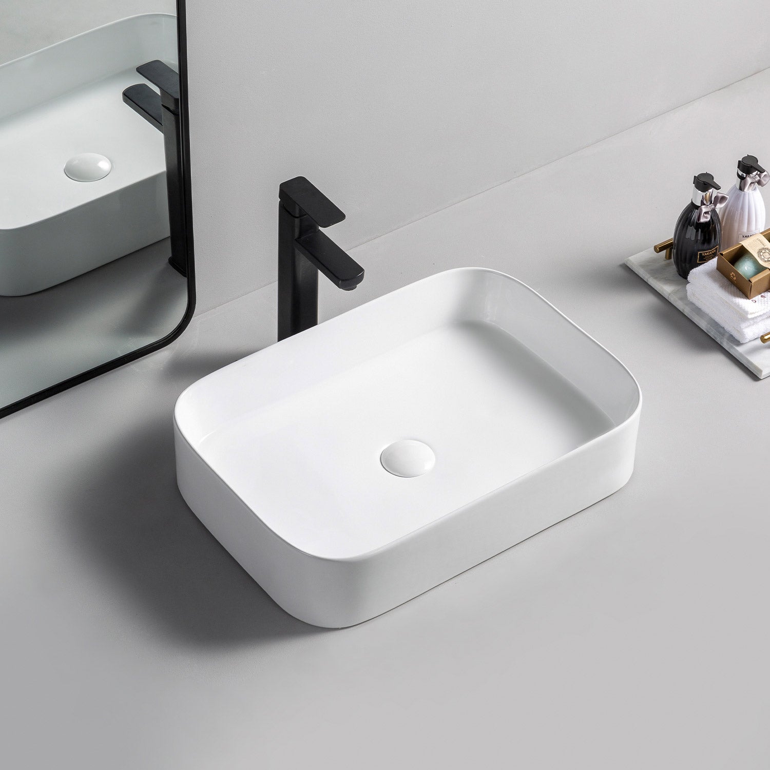 Umywalka nablatowa ceramiczna Soho 2.0, błyszcząca biel, 55 cm