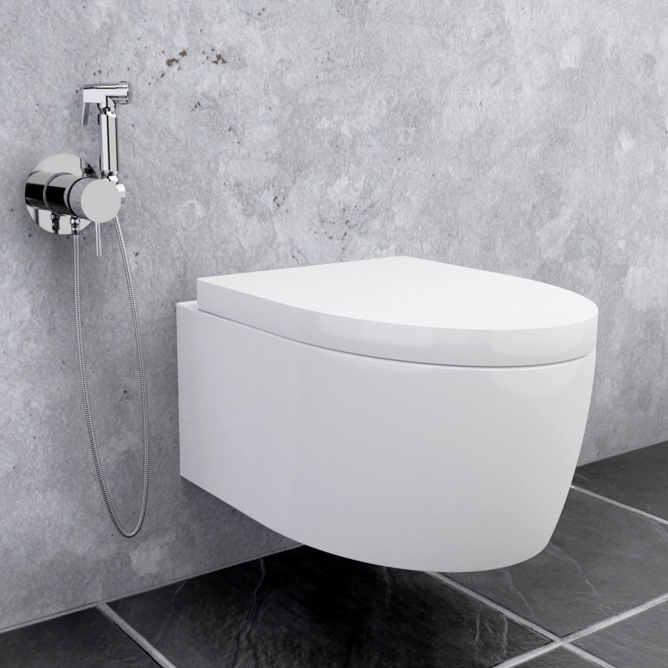 Design WC/Bidet Handbrause Komplettset mit Unterputz Mischerarmatur Mini