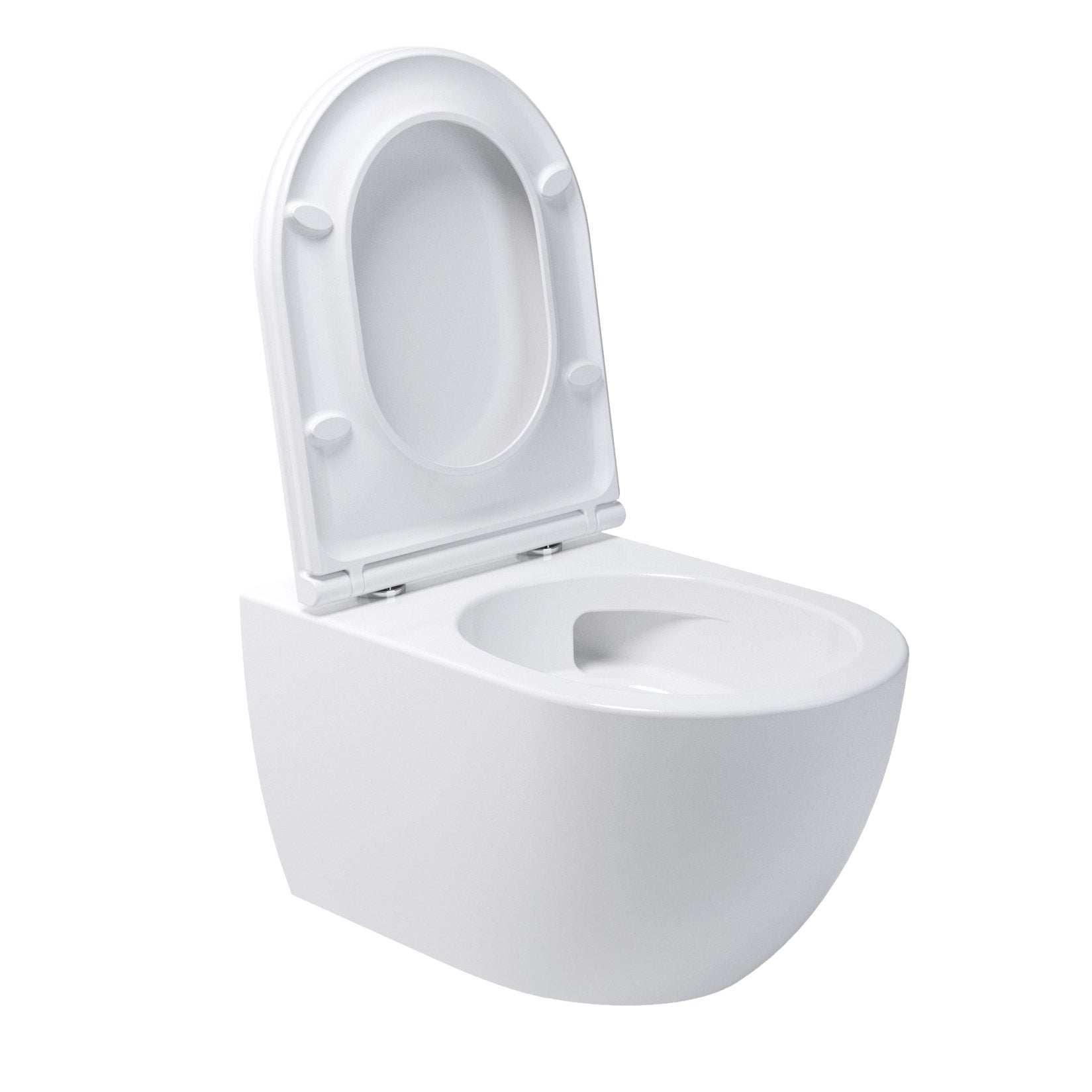 WC suspendu mural Whirlflush Soho 3.0 sans rebord de rinçage, chasse Tornado, blanc brillant avec abattant WC Super Slim