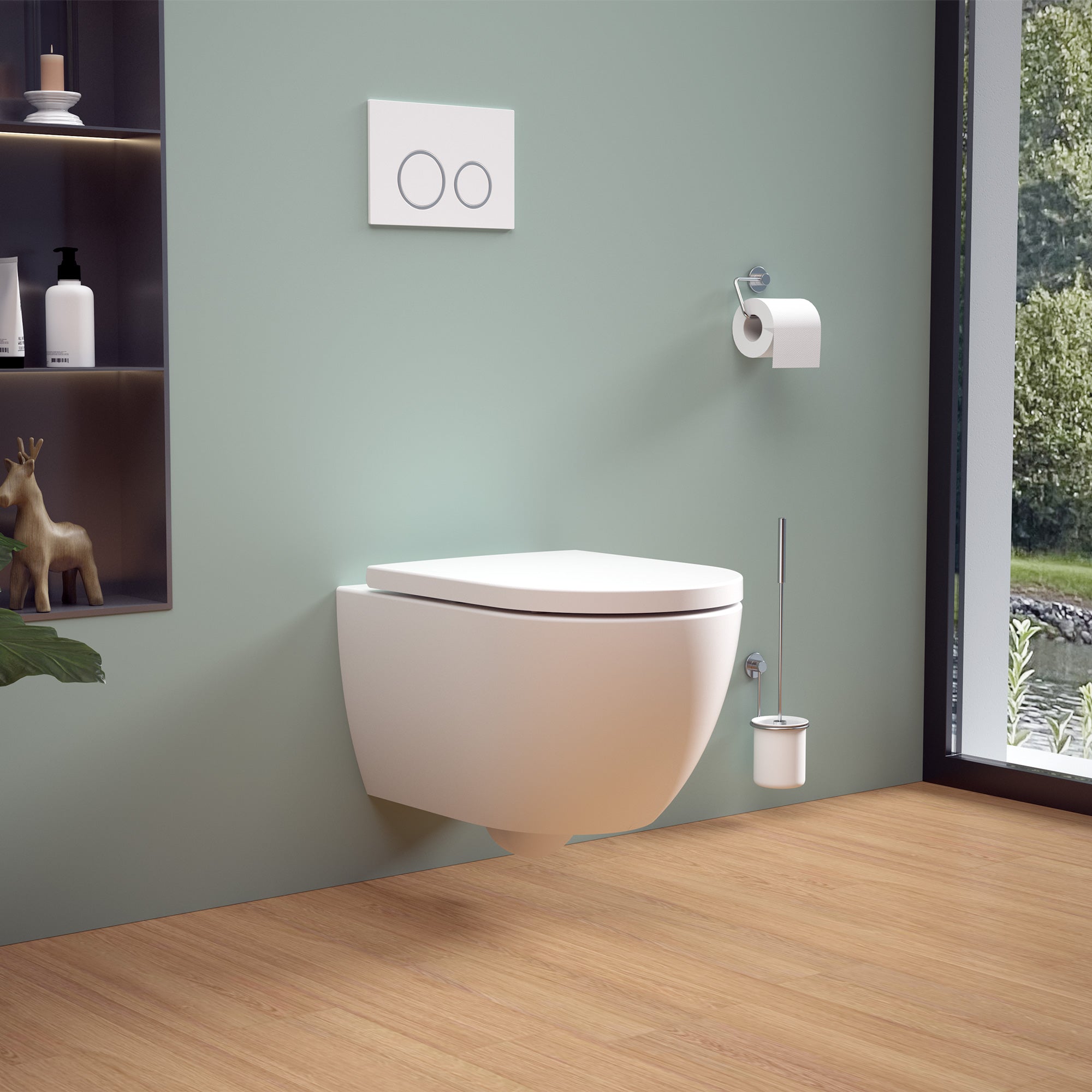 Soho Whirlflush Hänge Wand WC Spülrandlos Toilette Weiß Matt mit WC-Sitz