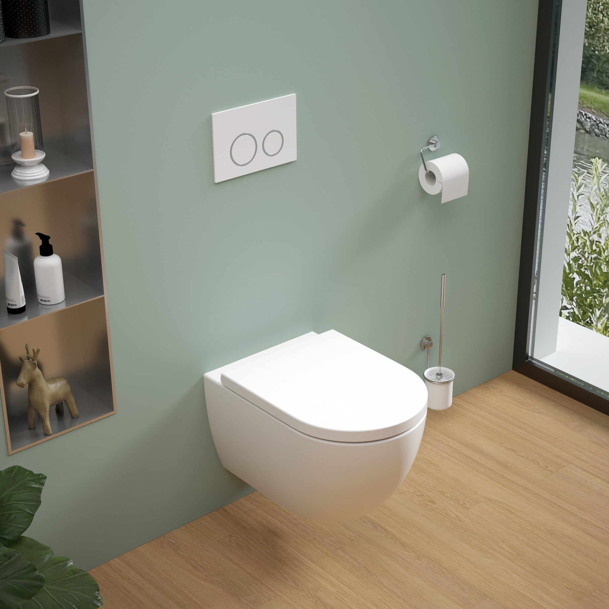 Soho Whirlflush Hänge Wand WC Spülrandlos Toilette Weiß Matt mit WC-Sitz